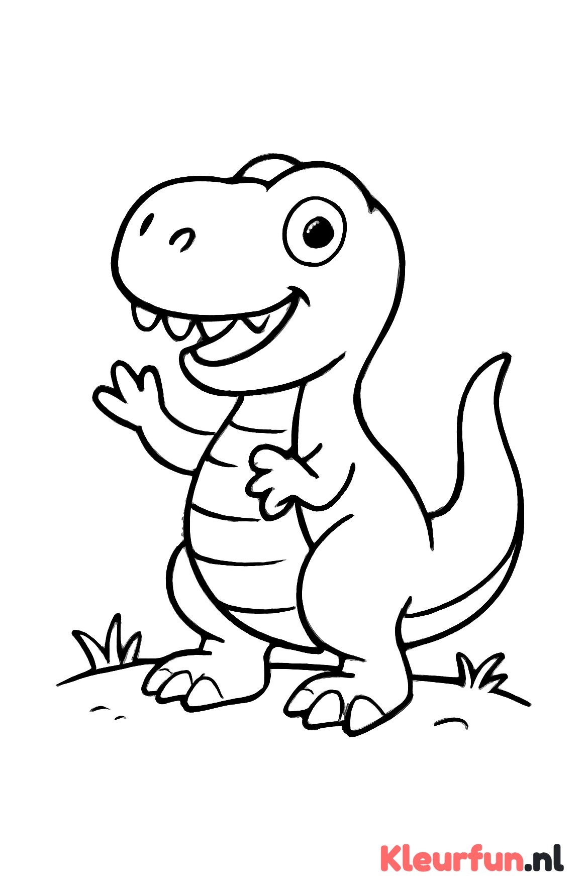 T-Rex zwaait vrolijk
