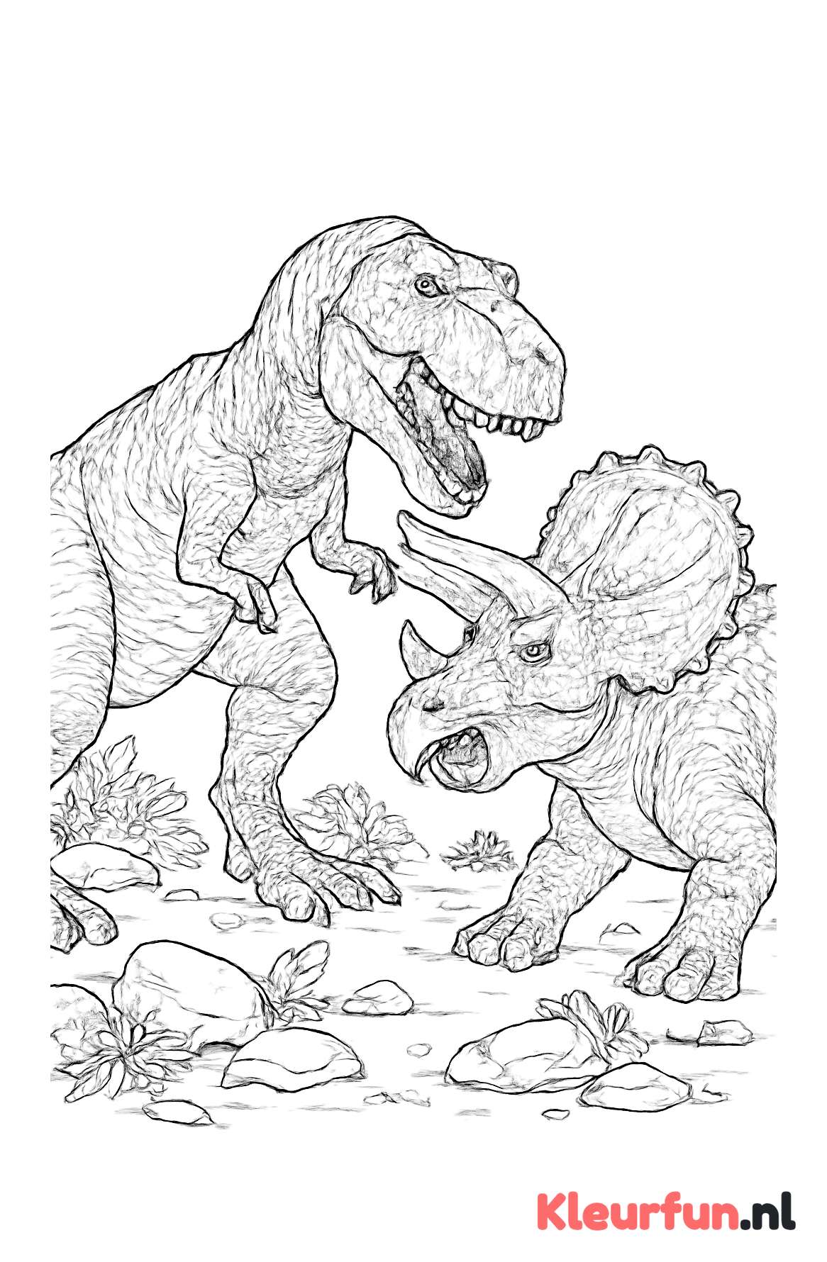 T-Rex en Triceratops in een gevecht