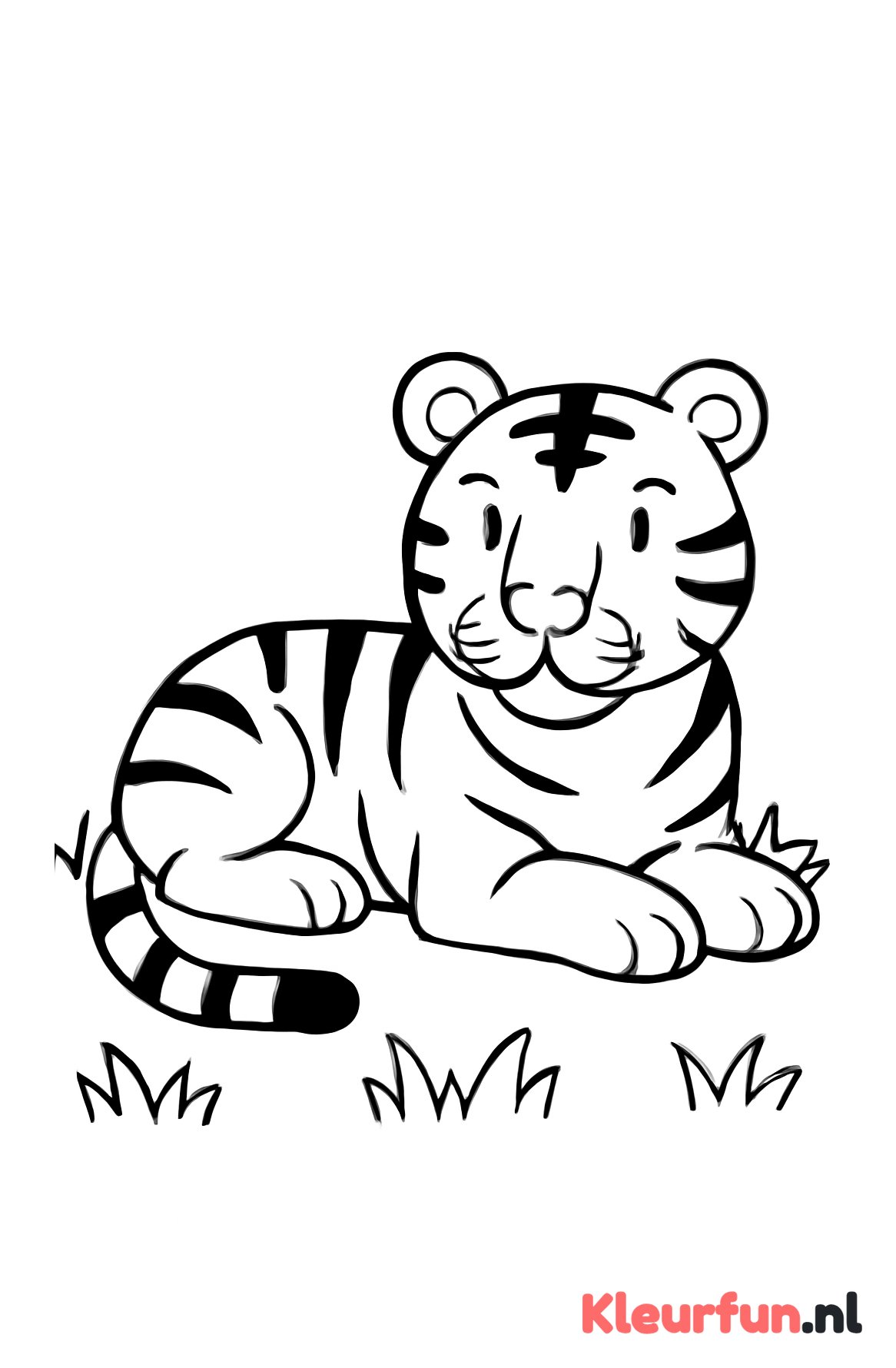 Tijger liggend in het gras