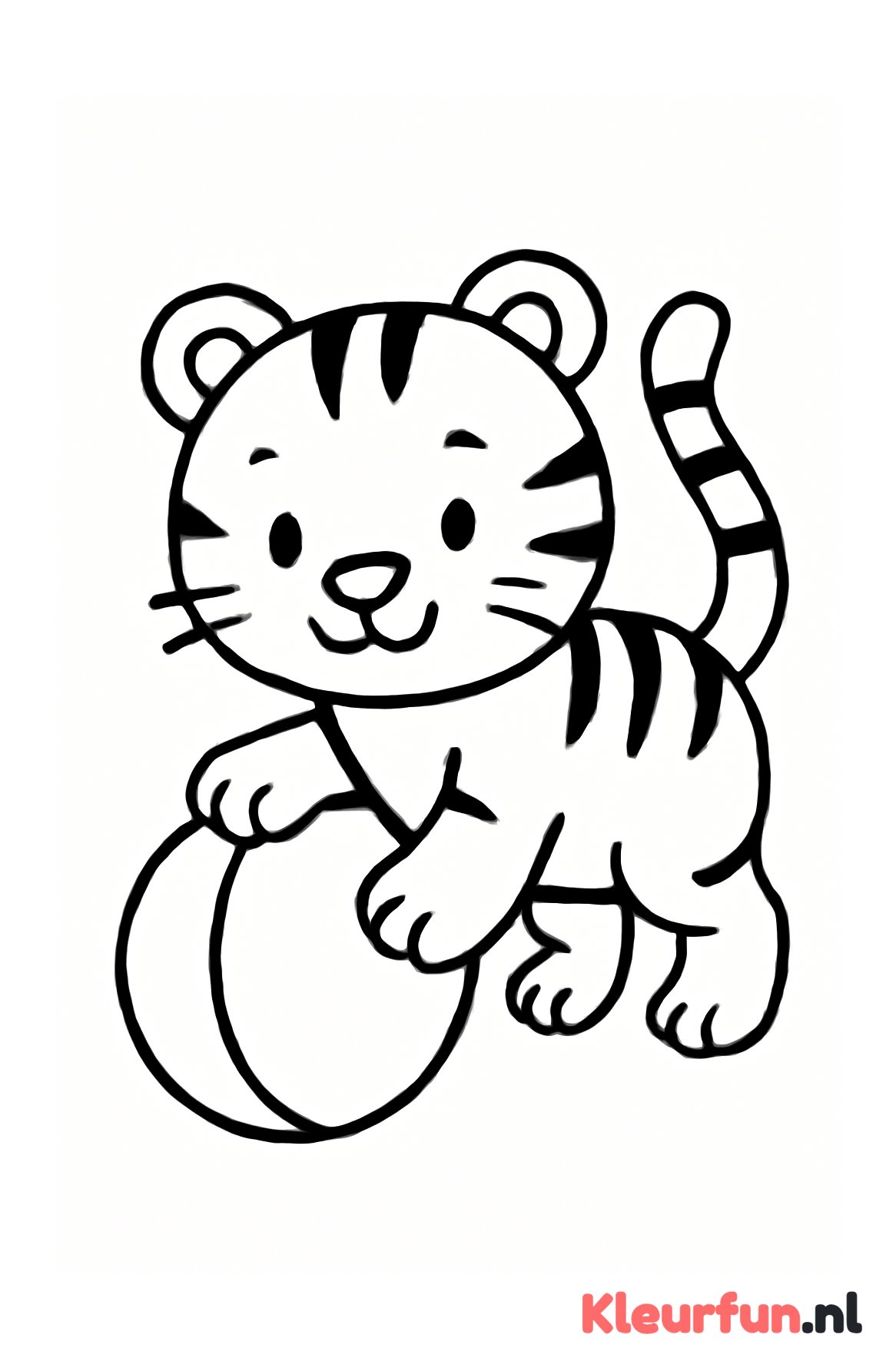Tijger speelt met bal