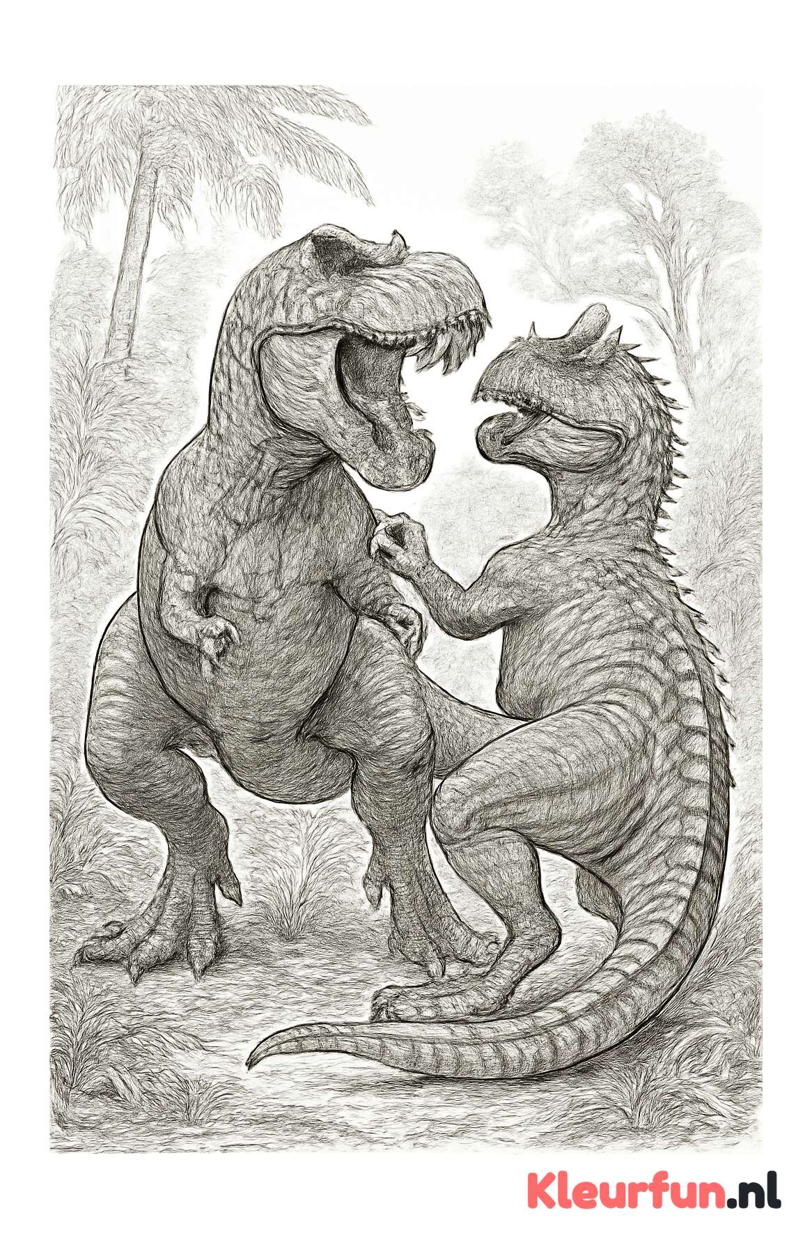 T-Rex gevecht met andere dinosaurus