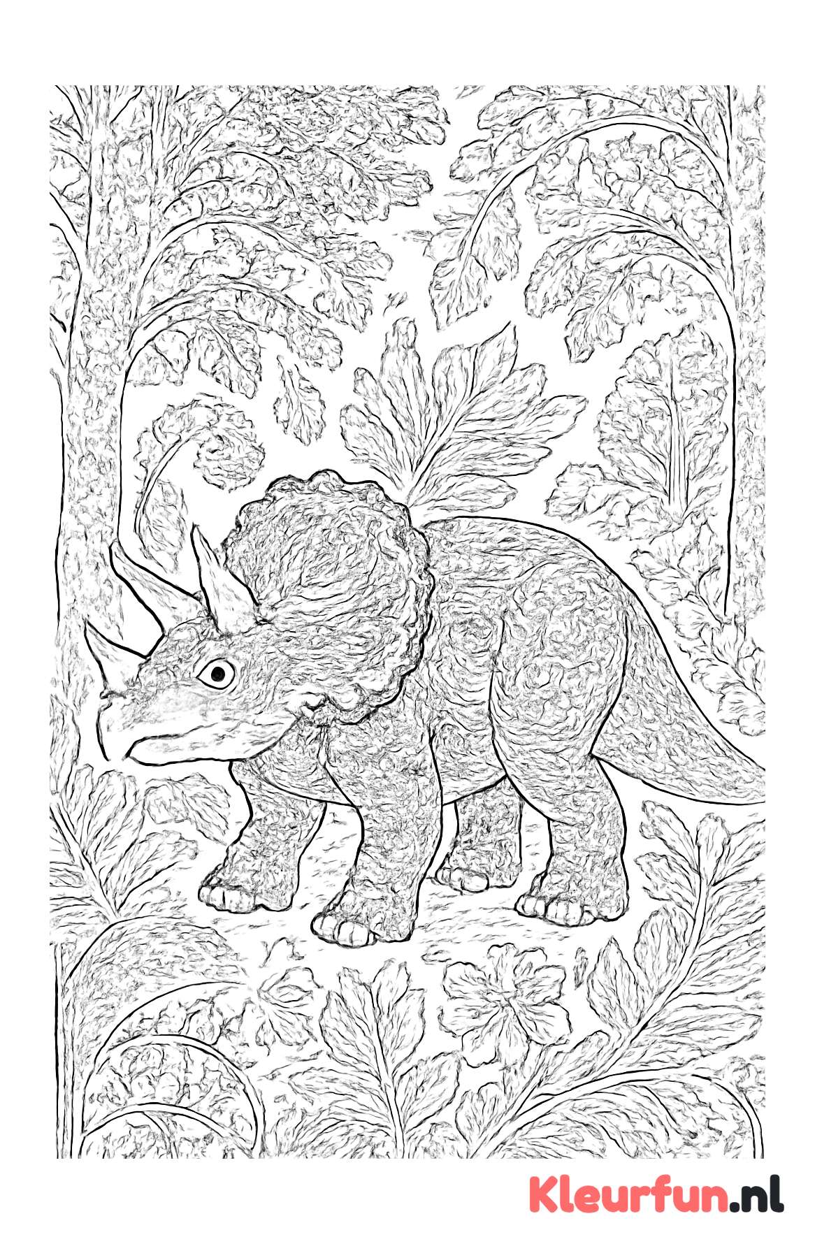 Schattige triceratops in het bos