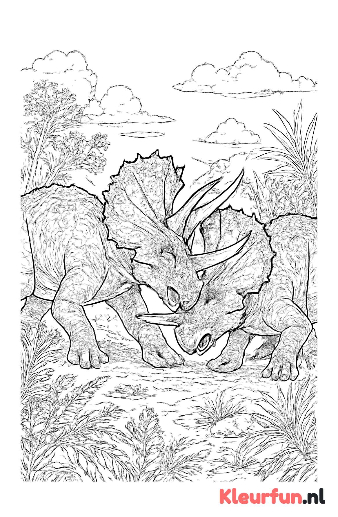 Vechtende Triceratopsen