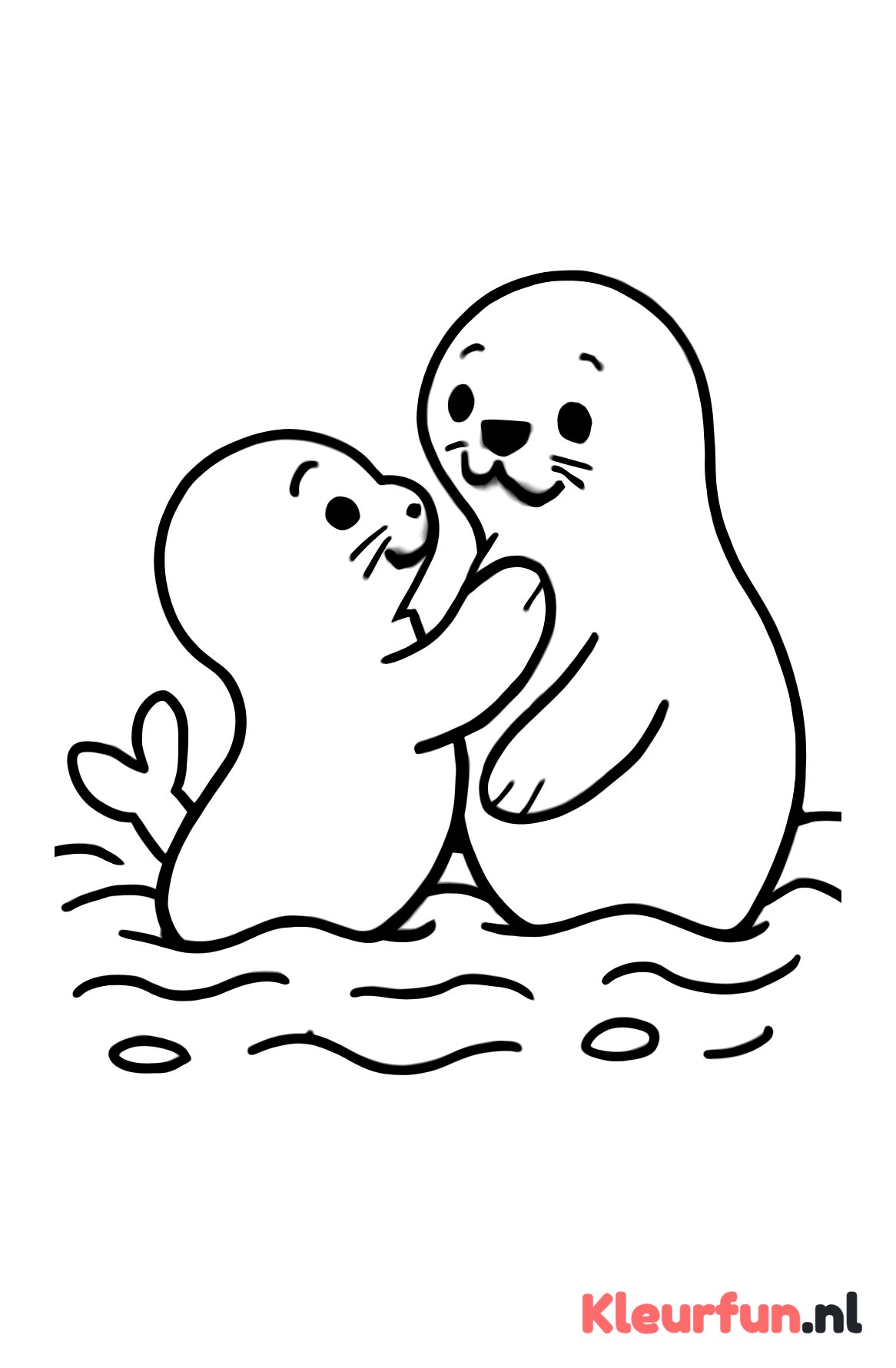 Twee spelende zeehonden in het water