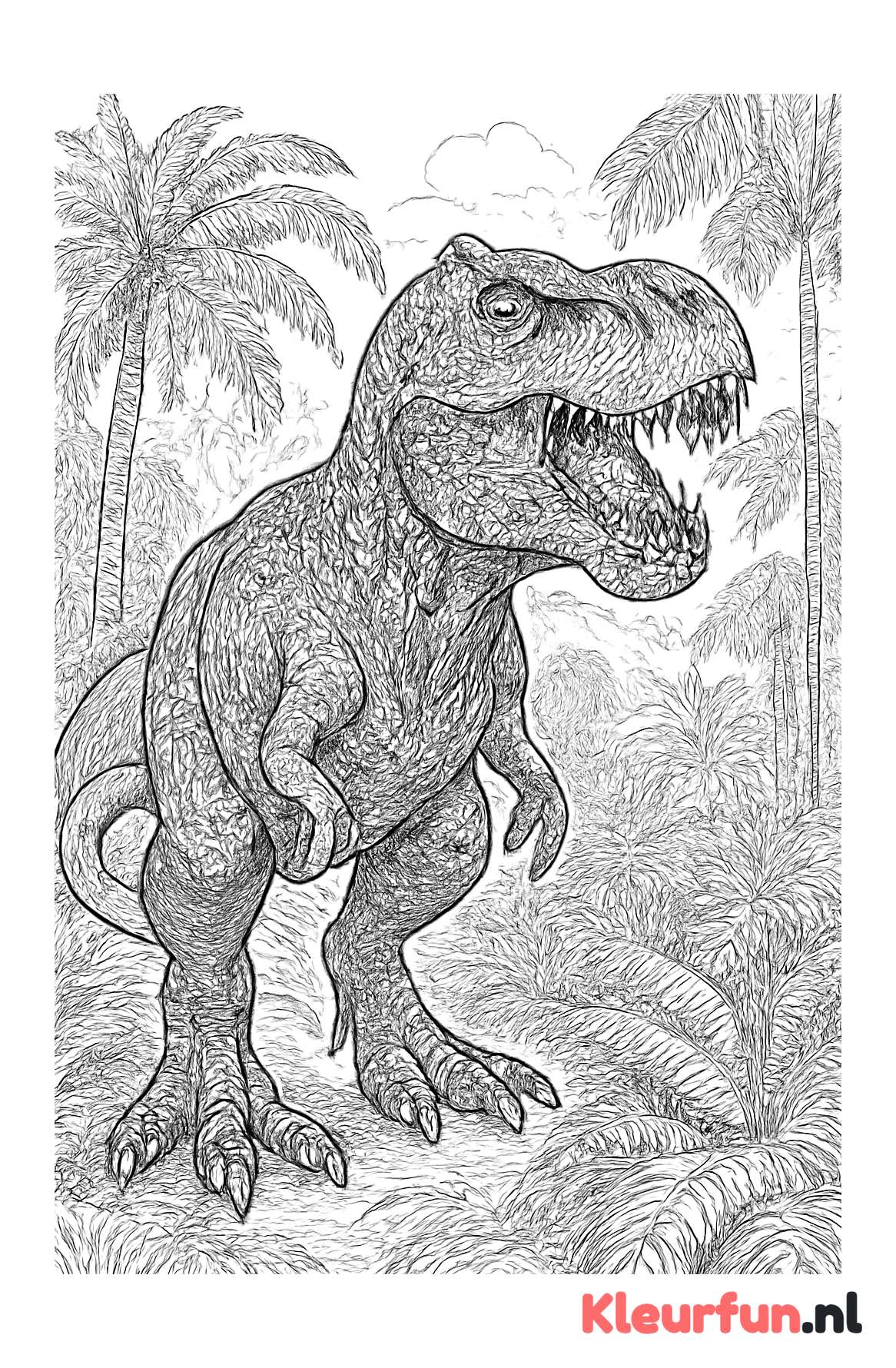 Tyrannosaurus rex in Jurassic landschap