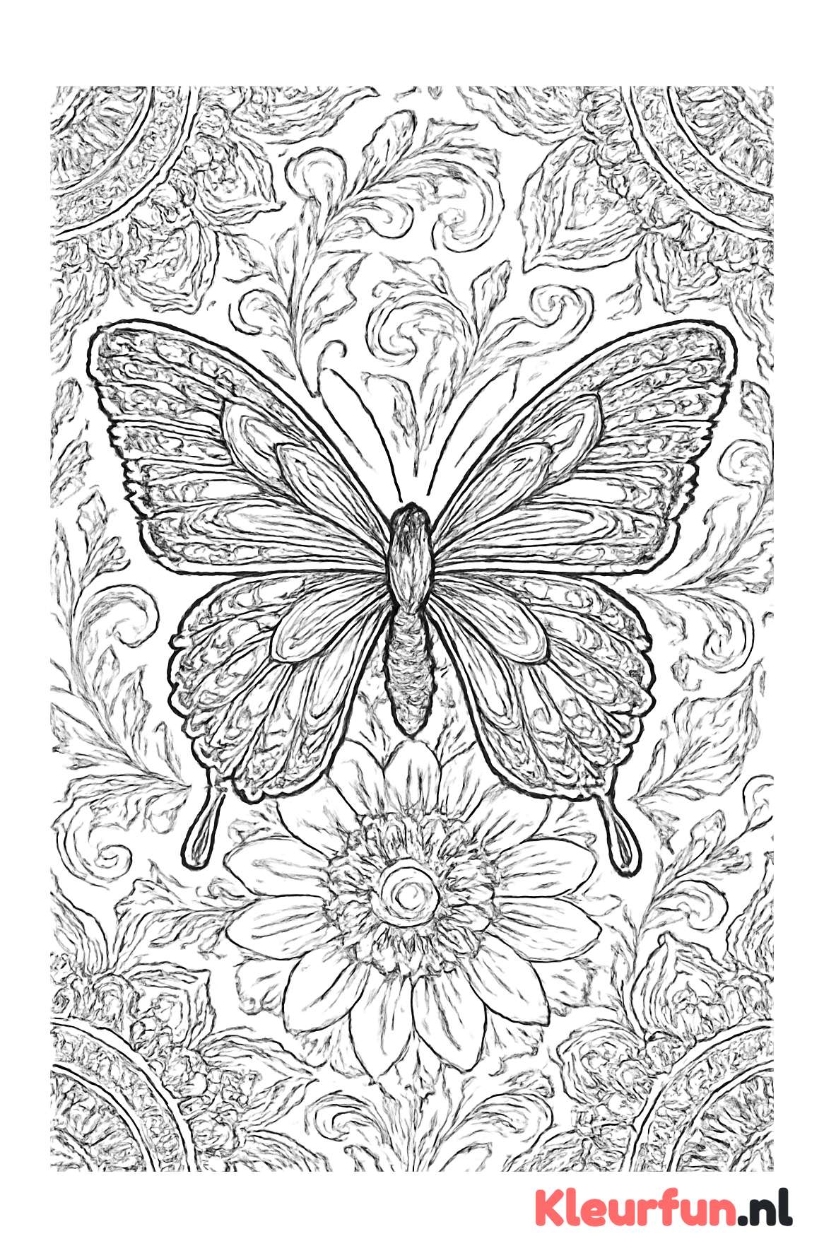Vlinder met geometrische en florale motieven