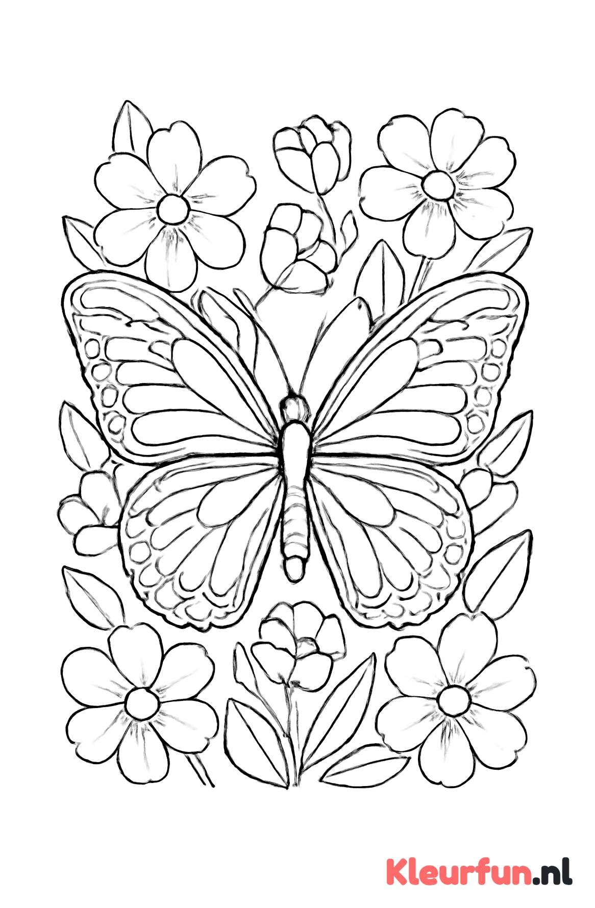 Vlinder met bloemen achtergrond