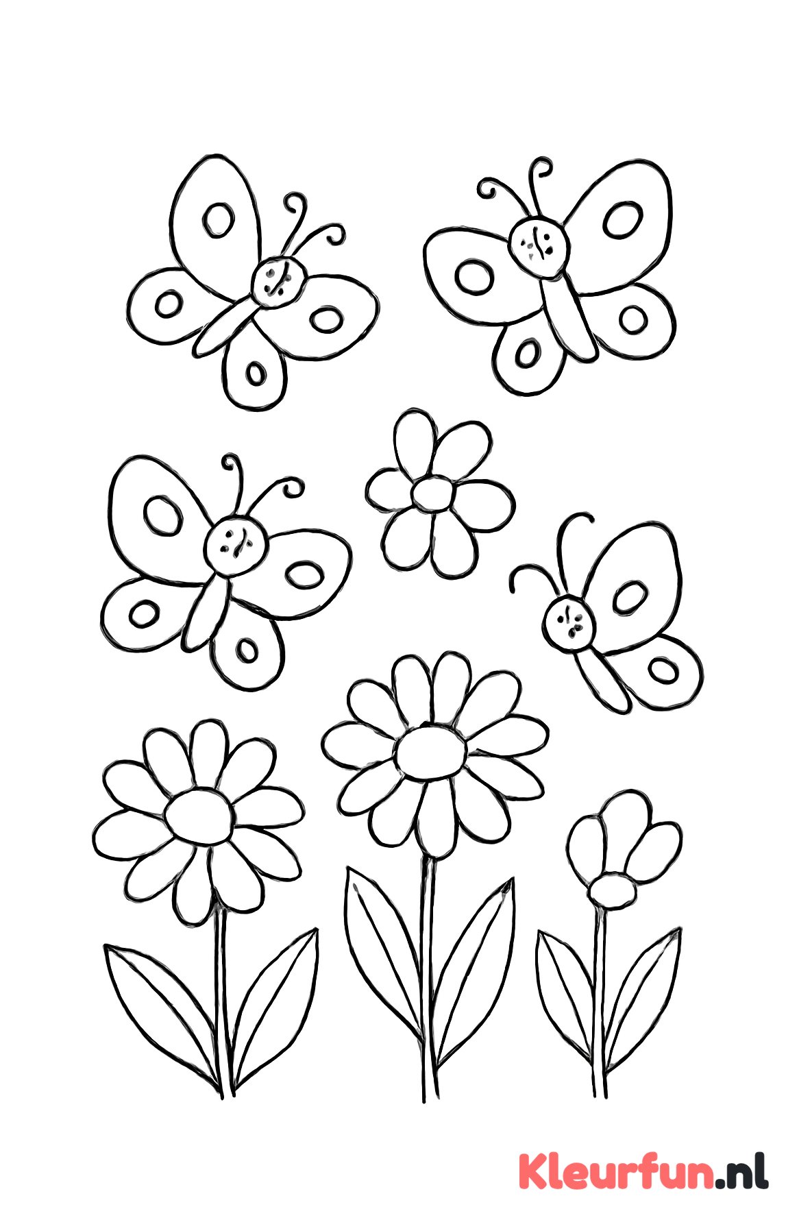 Vlinders vliegen bij bloemen
