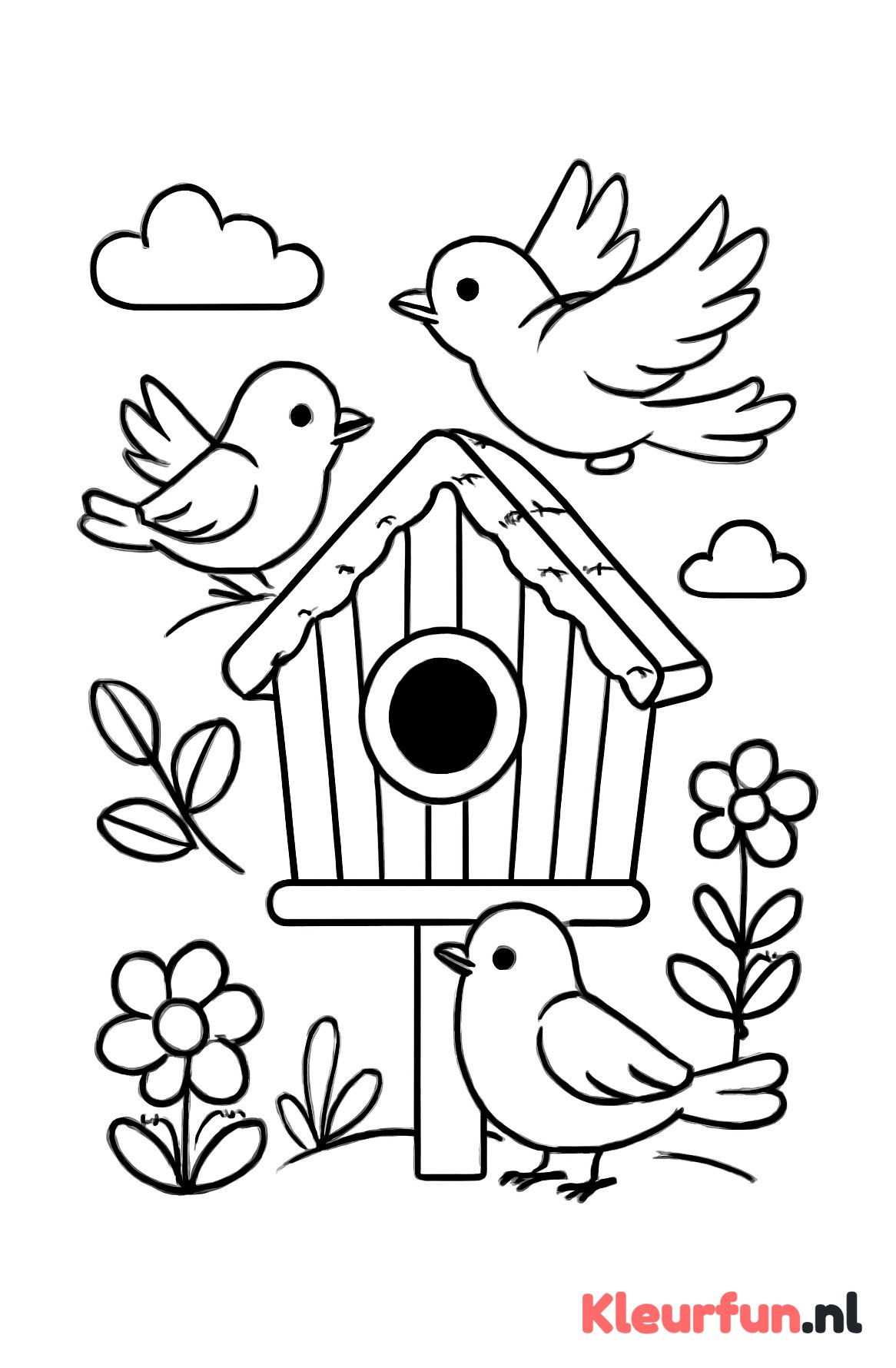 Vogelhuisje met vogels
