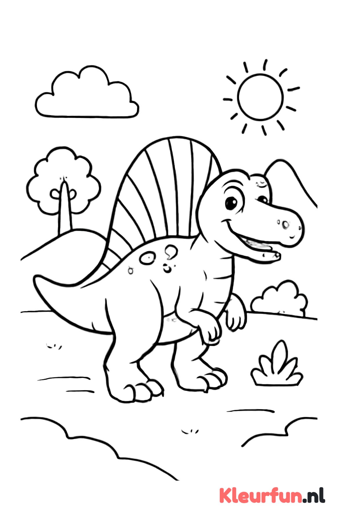Vriendelijke Spinosaurus in het Landschap