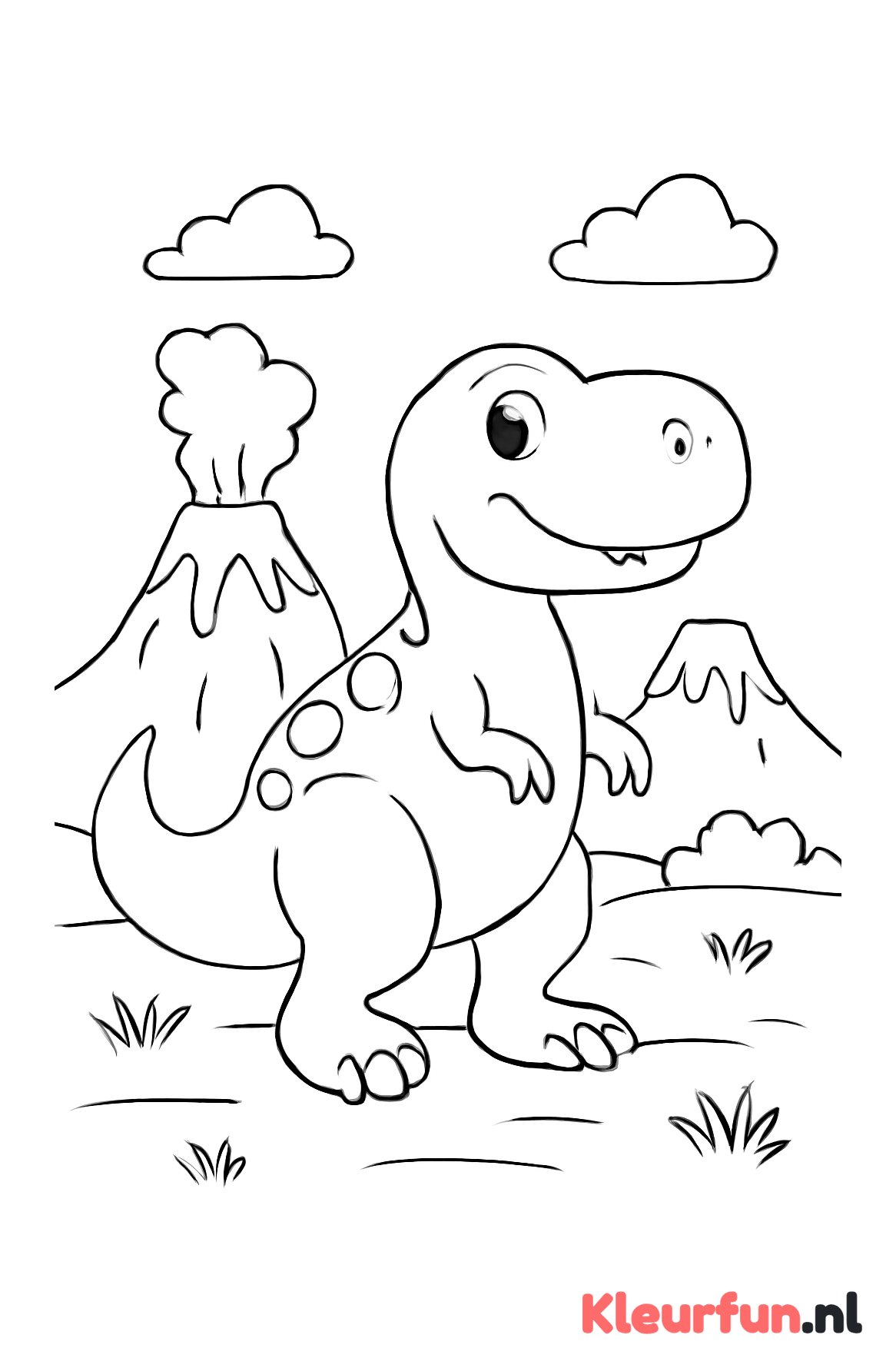 Vriendelijke T-Rex in Jurassic landschap