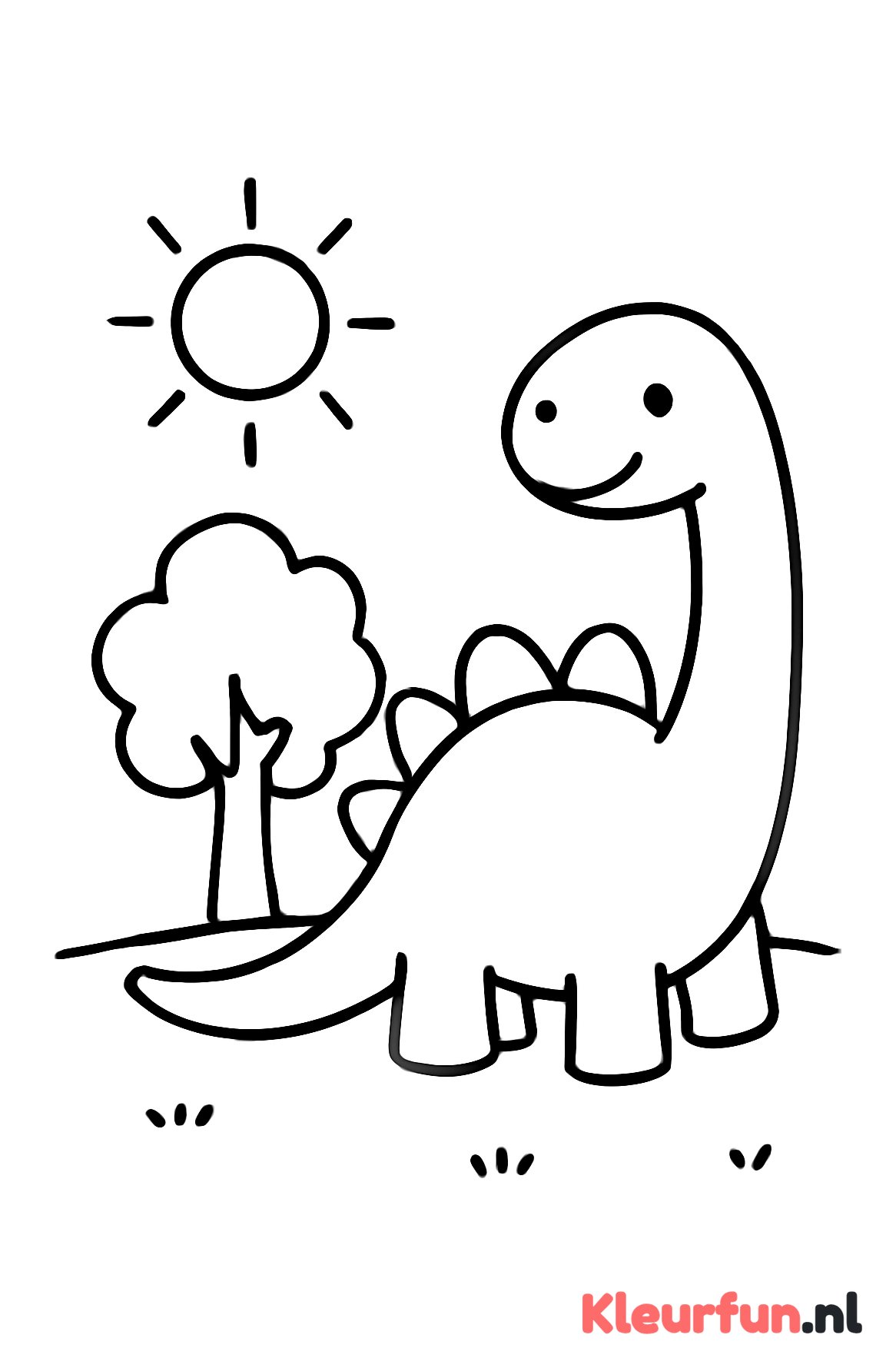 Vrolijke dinosaurus met boom