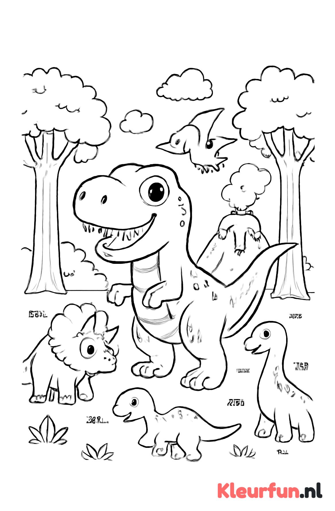Vrolijke T-Rex en vriendjes