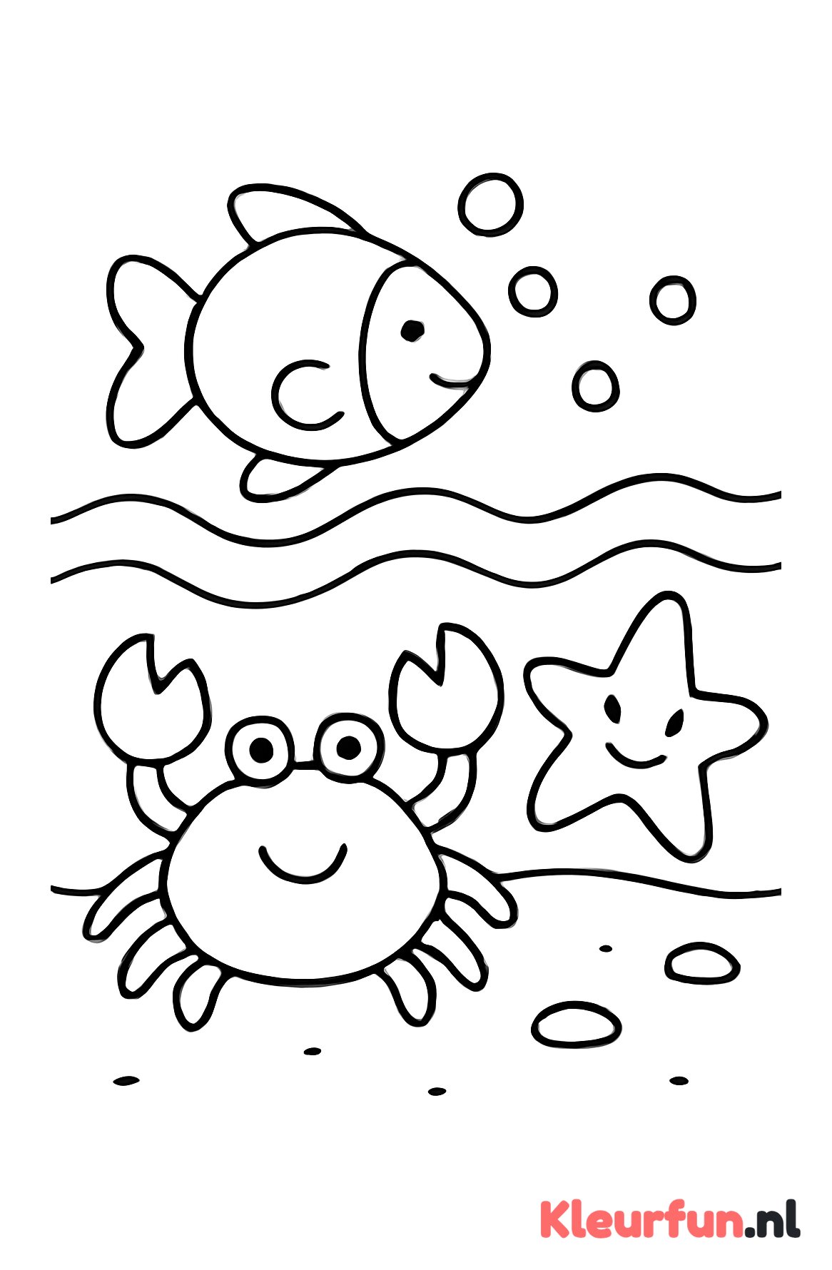 Vrolijke zeedieren - vis, krab en zeester