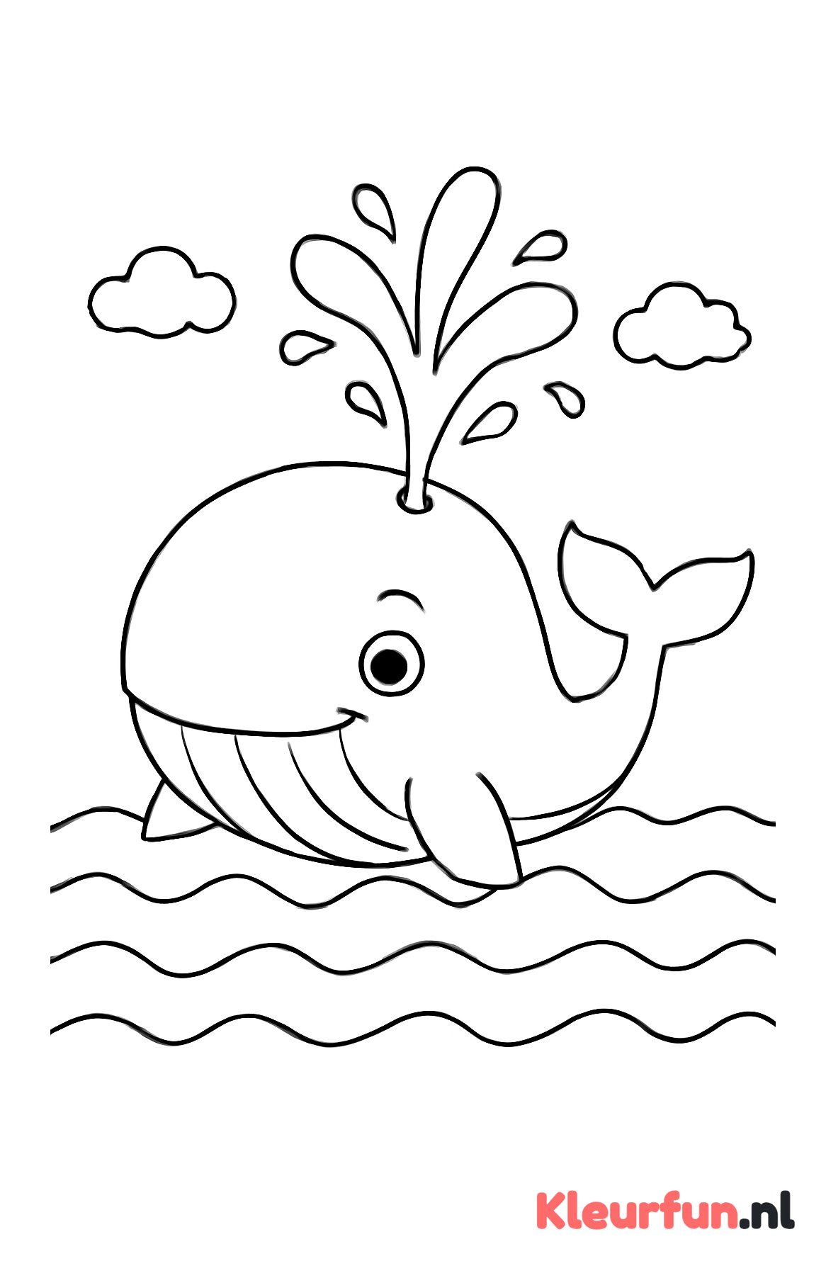 Walvis met waterspuit