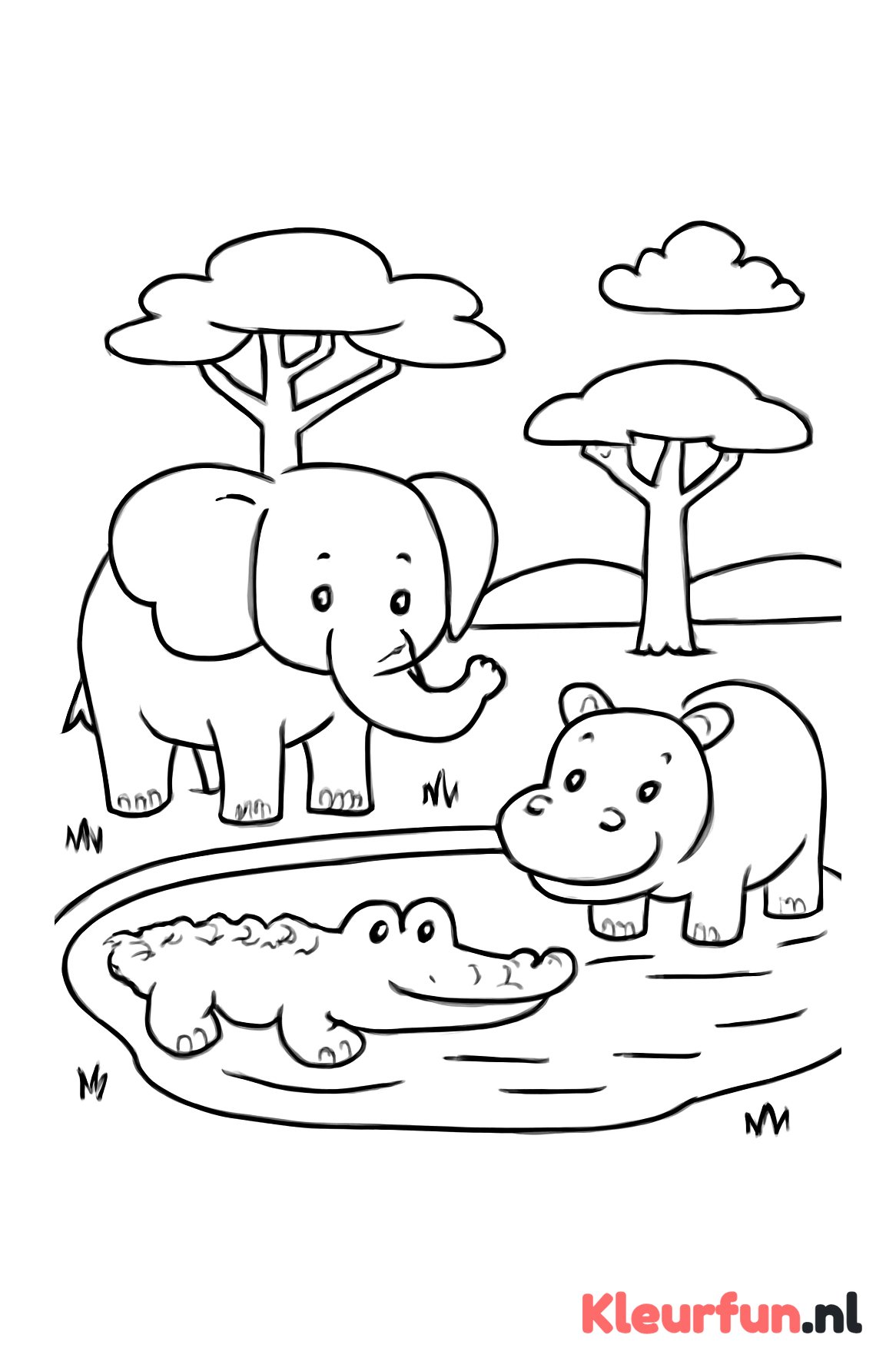 Wilde dieren bij de waterpoel