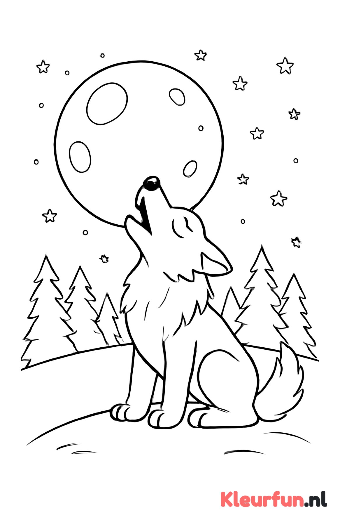 Wolf huilend naar de maan