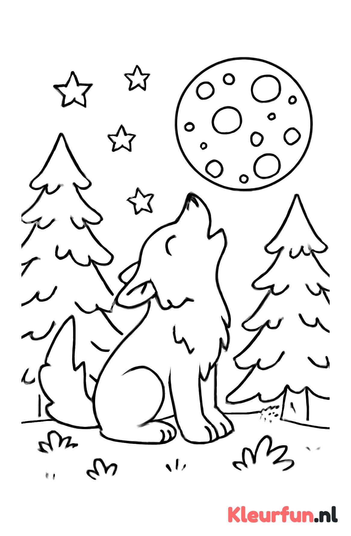 Wolf huilt naar de maan