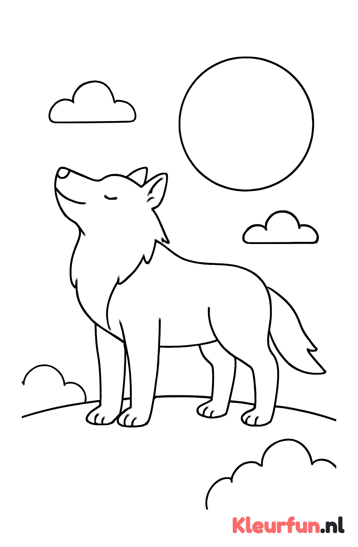Wolf onder volle maan