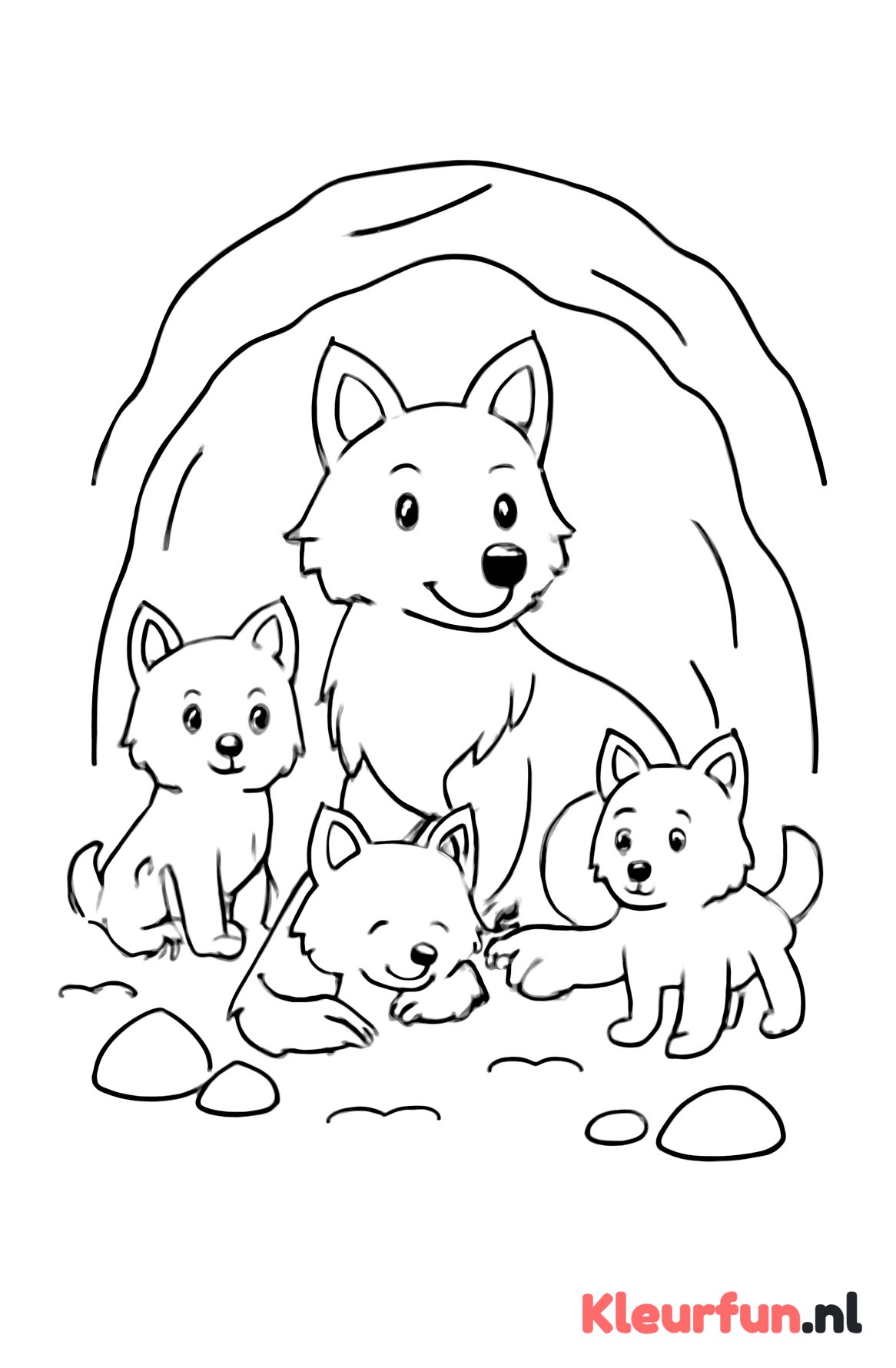 Wolvenmama met pups