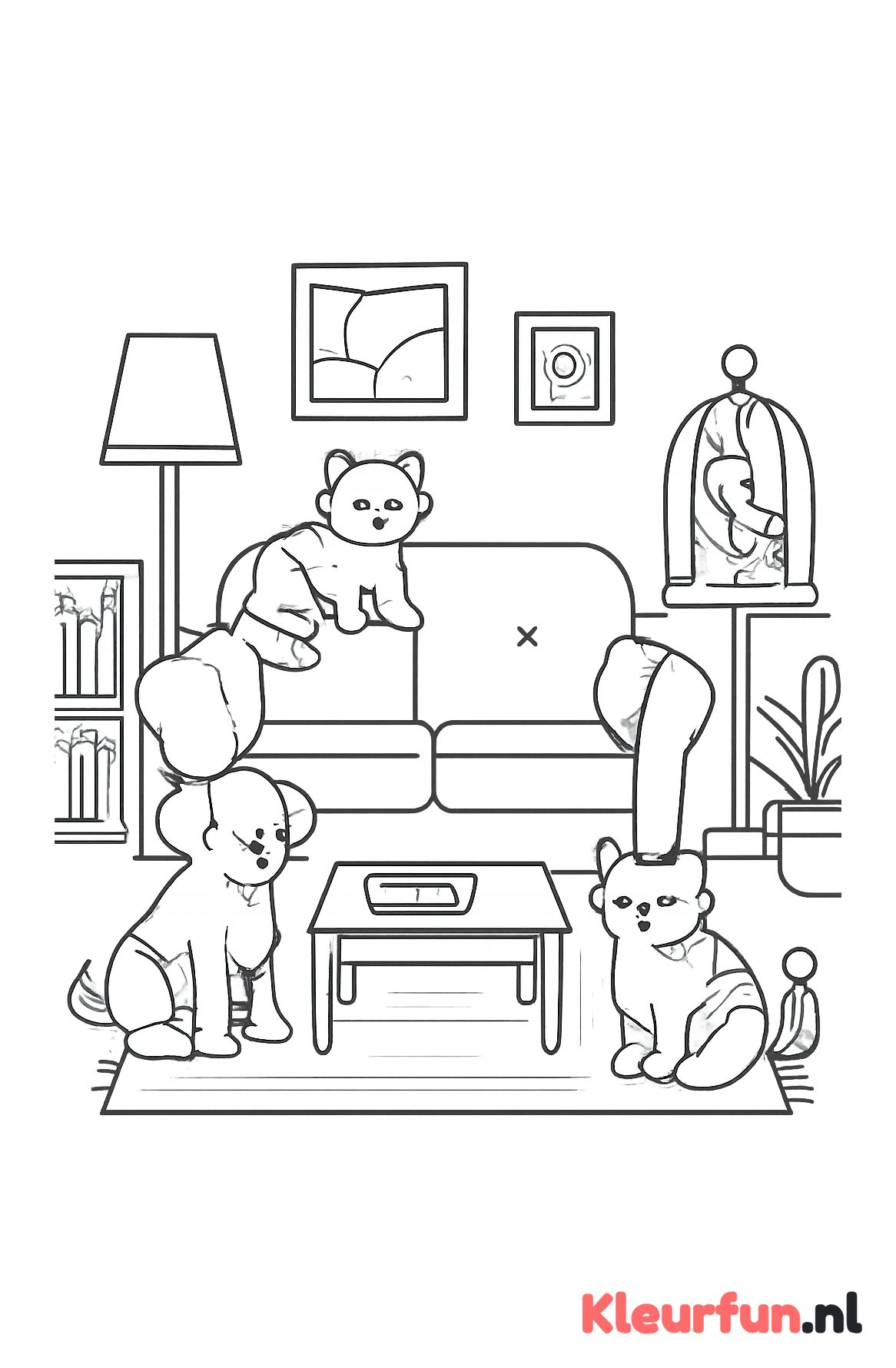 Huisdieren in de woonkamer