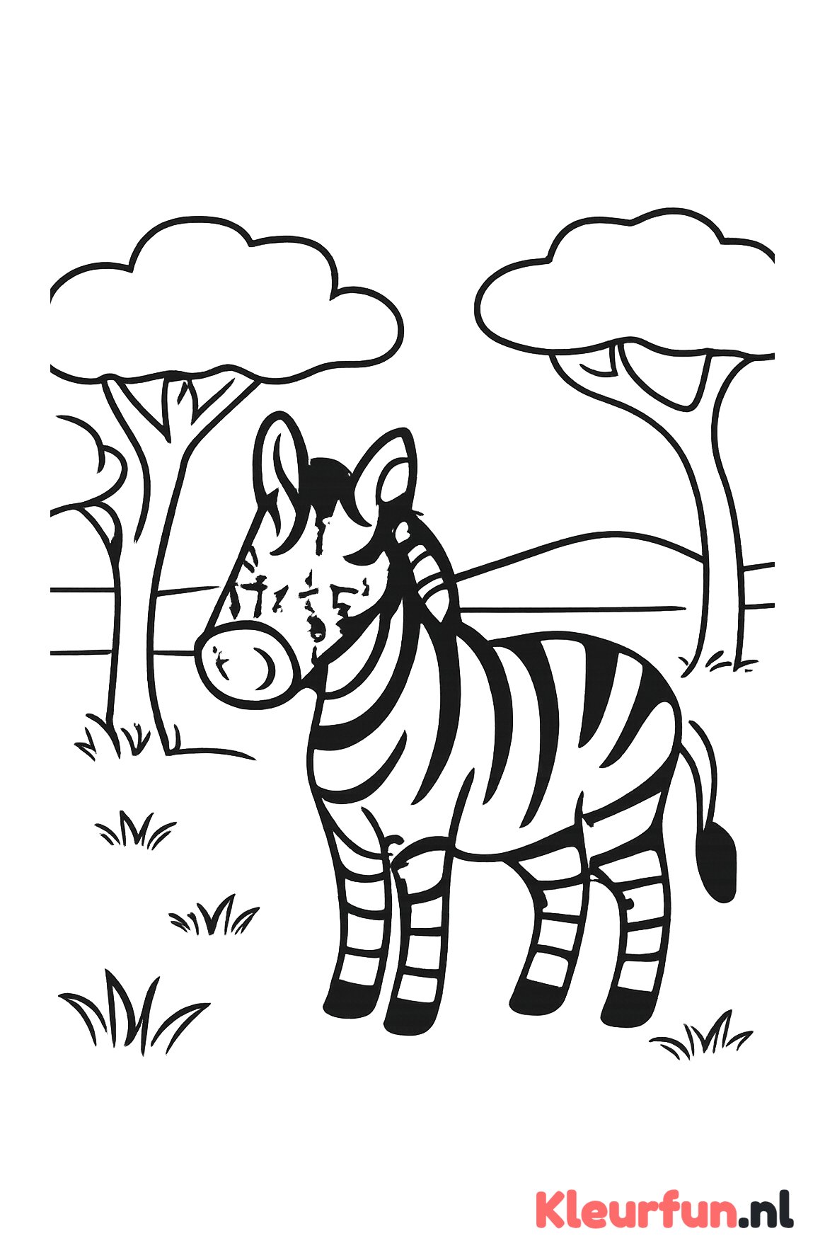 Zebra tussen bomen