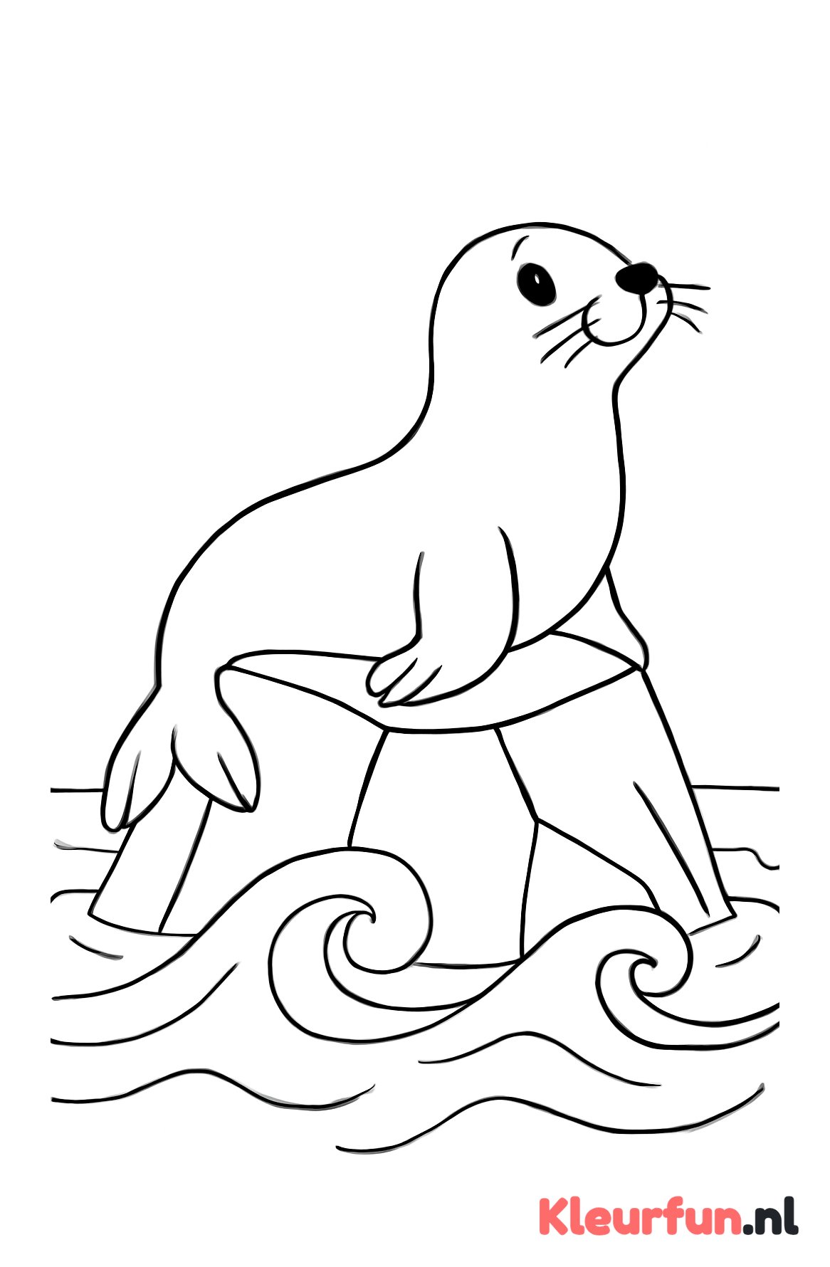 Zeehond op rots met golven