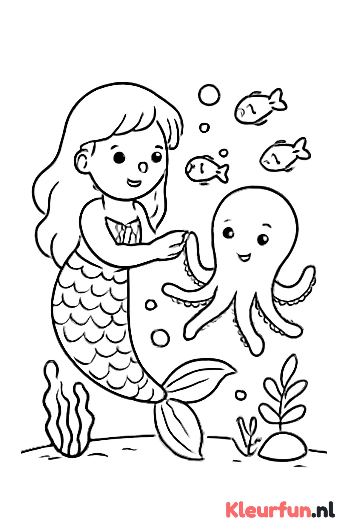 Zeemeermin met octopus en visjes