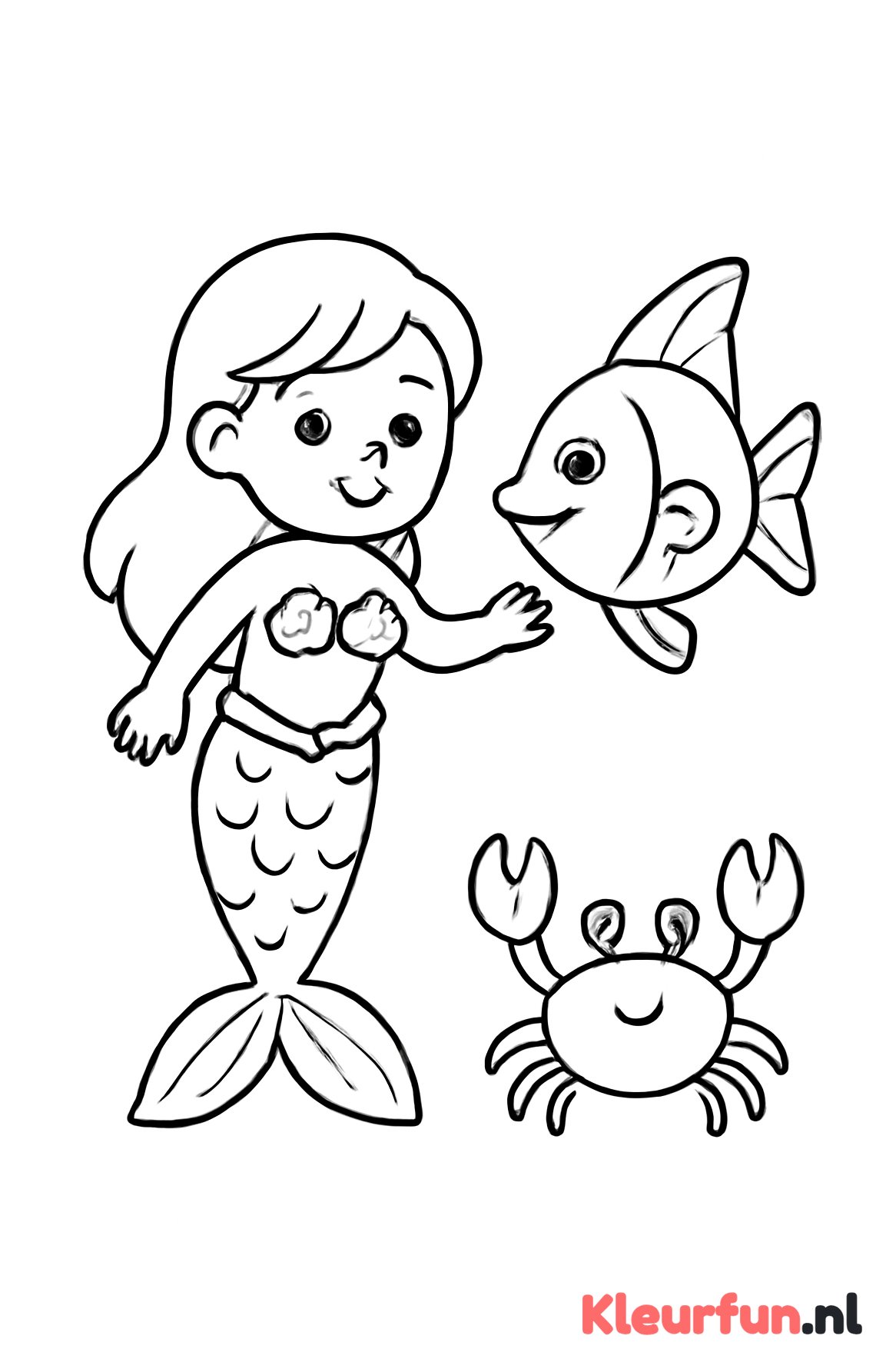 Zeemeermin met vis en krab