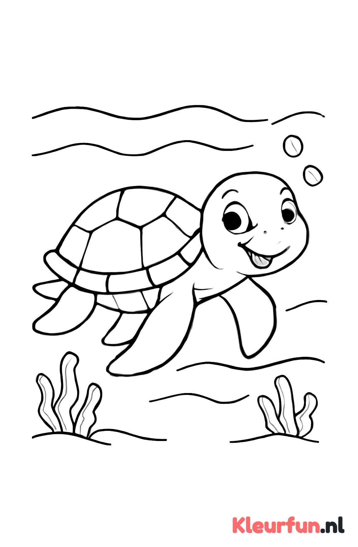 Zeeschildpad zwemt vrolijk in de zee