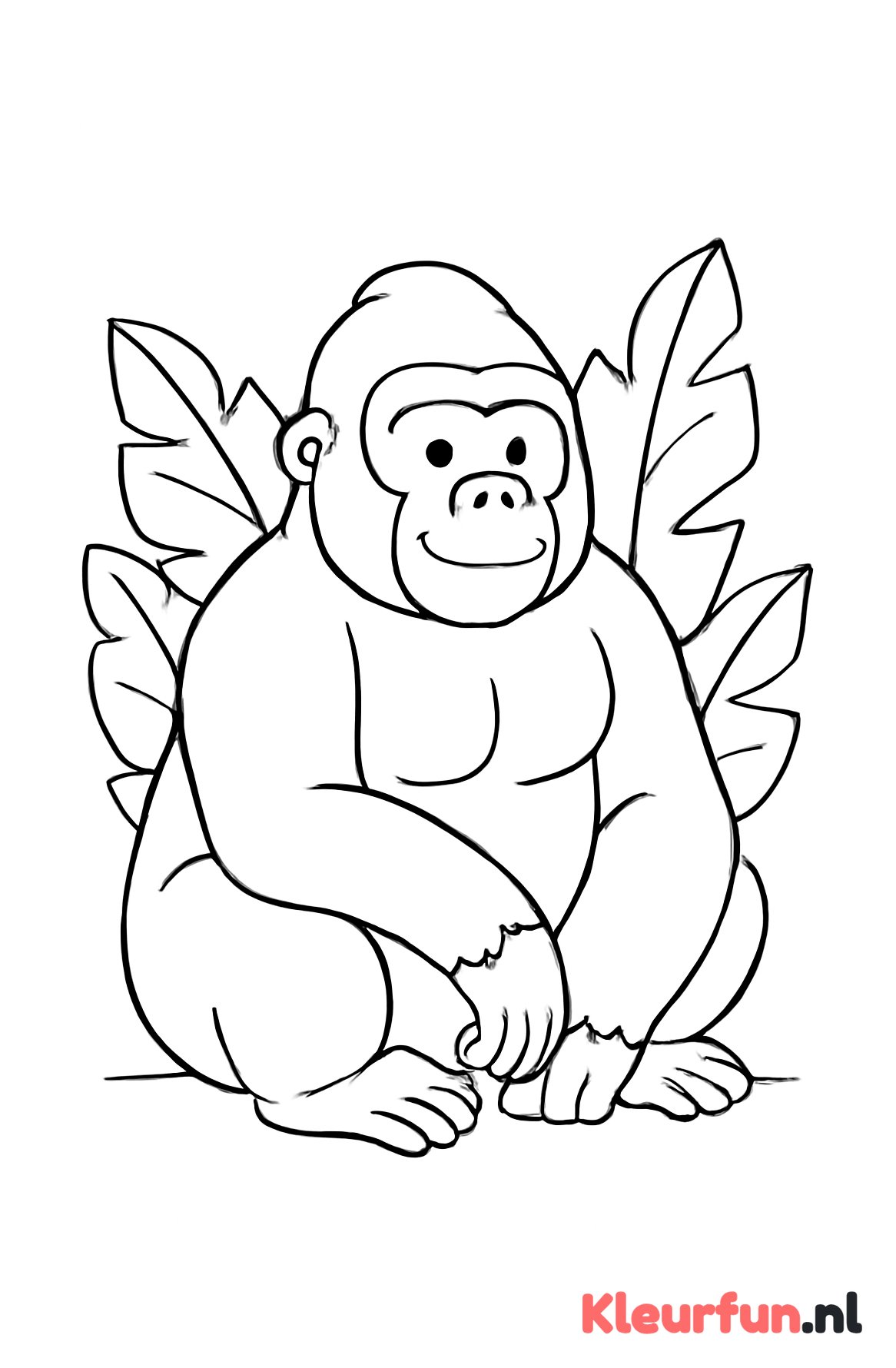 Zittende Gorilla tussen Bladeren