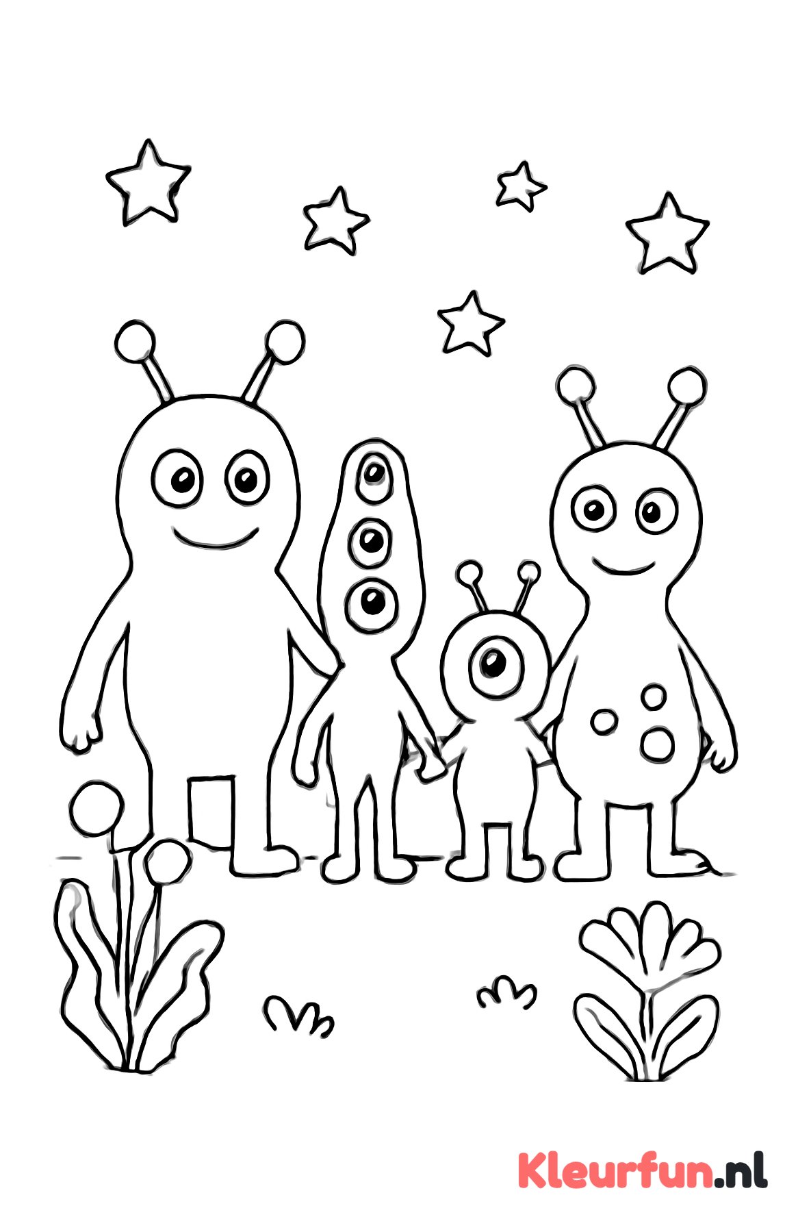 Alien familie hand in hand