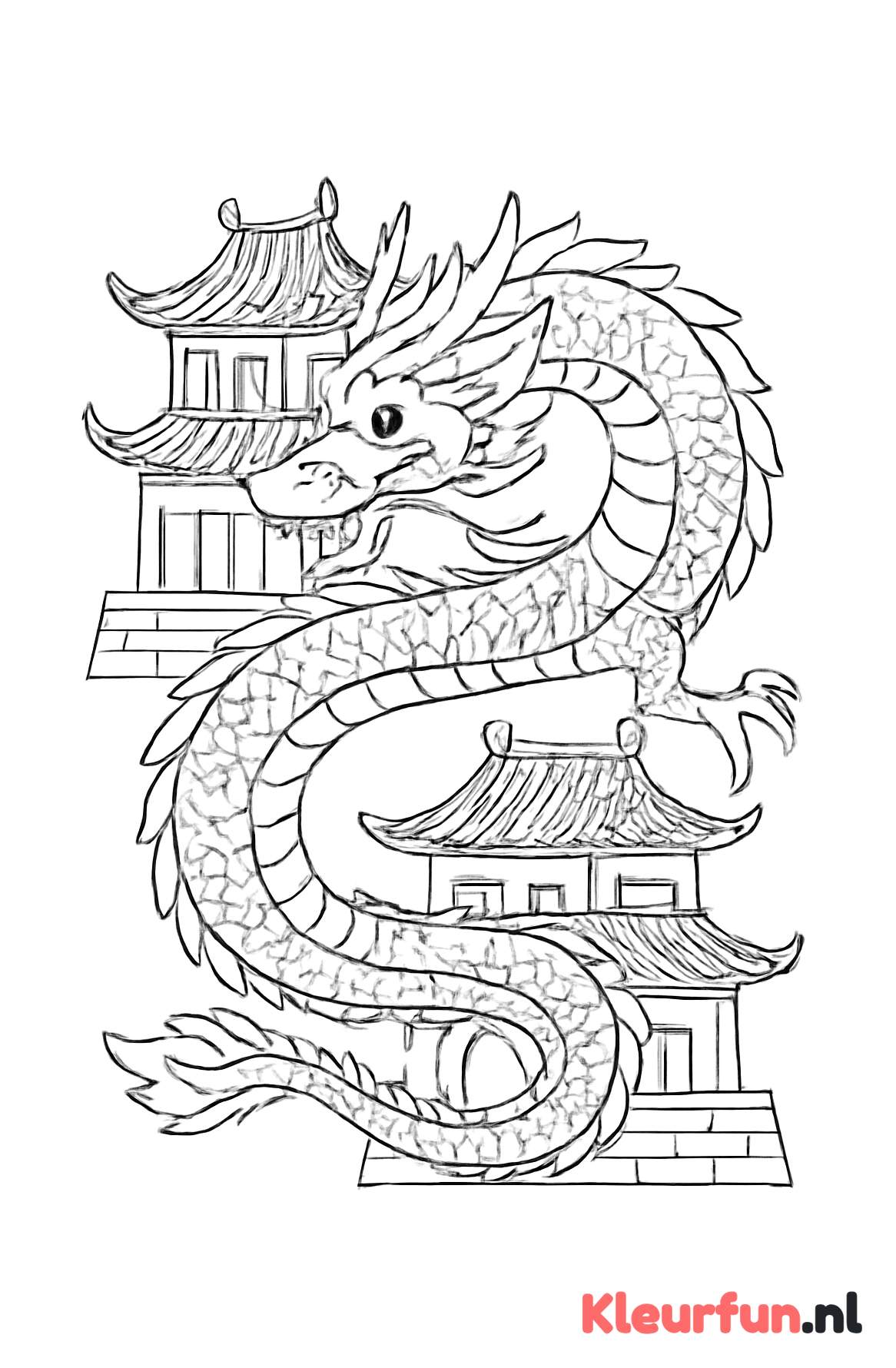 Chinese draak bij traditionele gebouwen