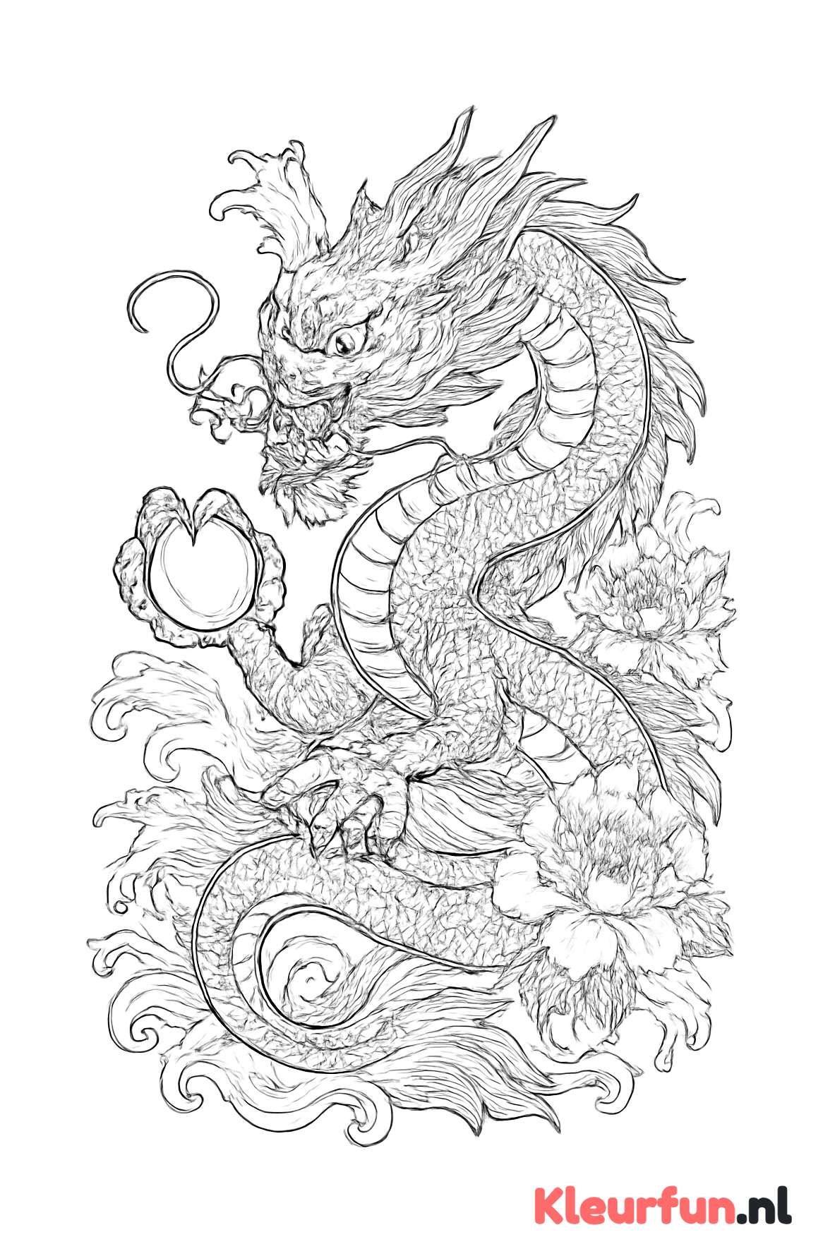 Chinese draak met parel in klauwen