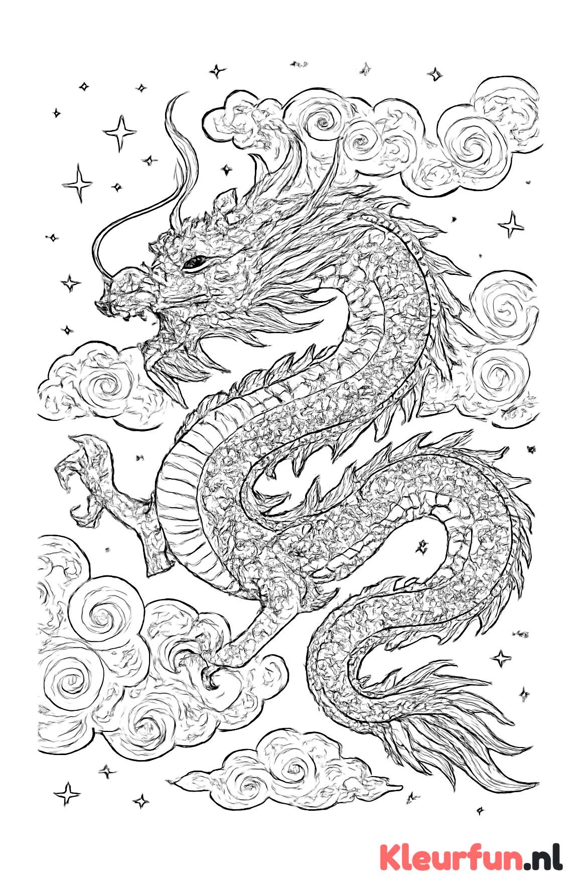 Chinese draak in sterrenhemel