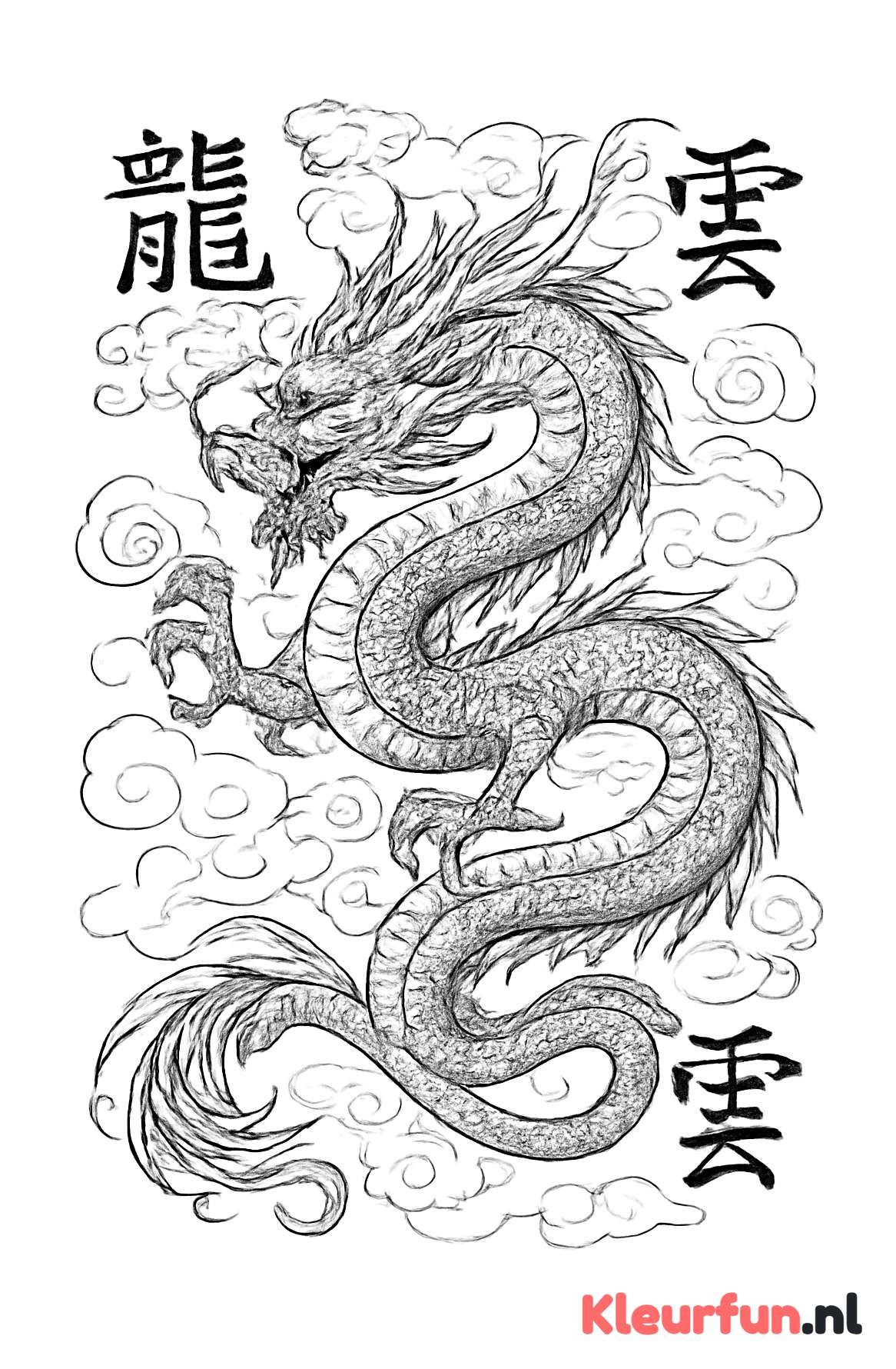 Chinese draak met wolken