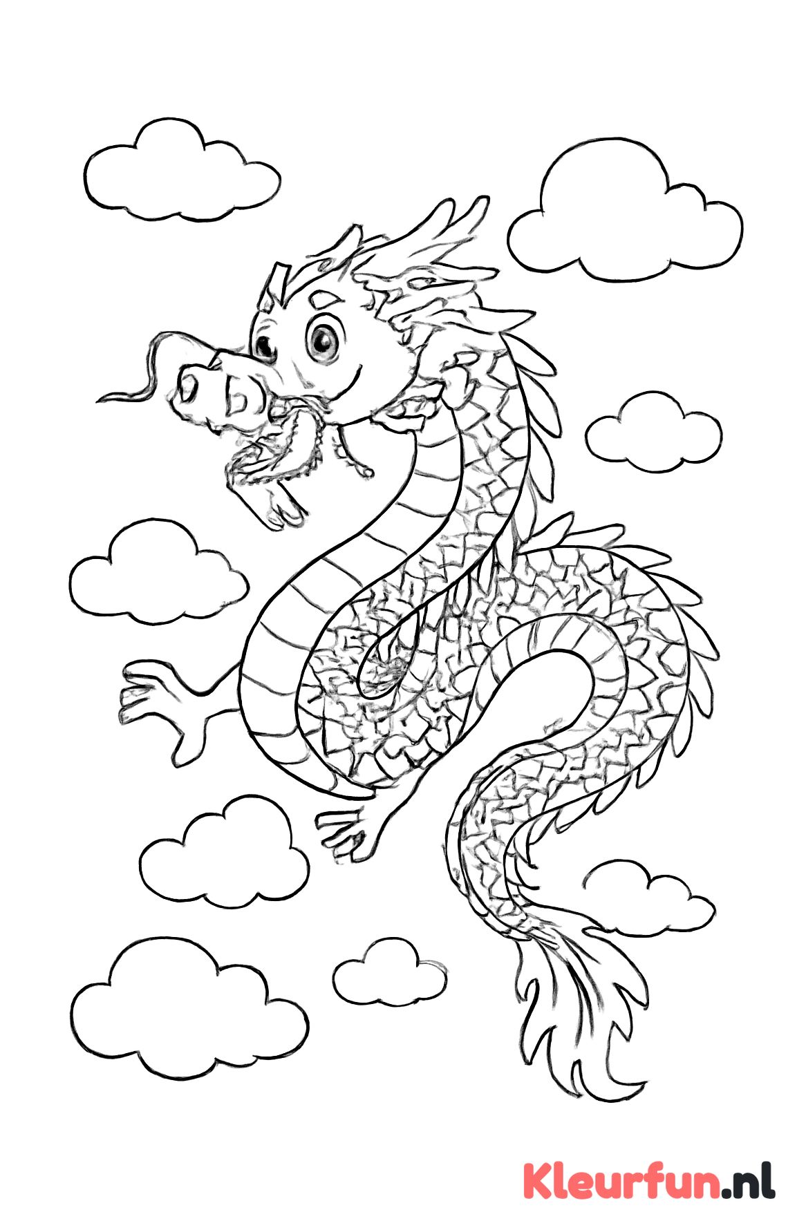 Chinese draak in de wolken