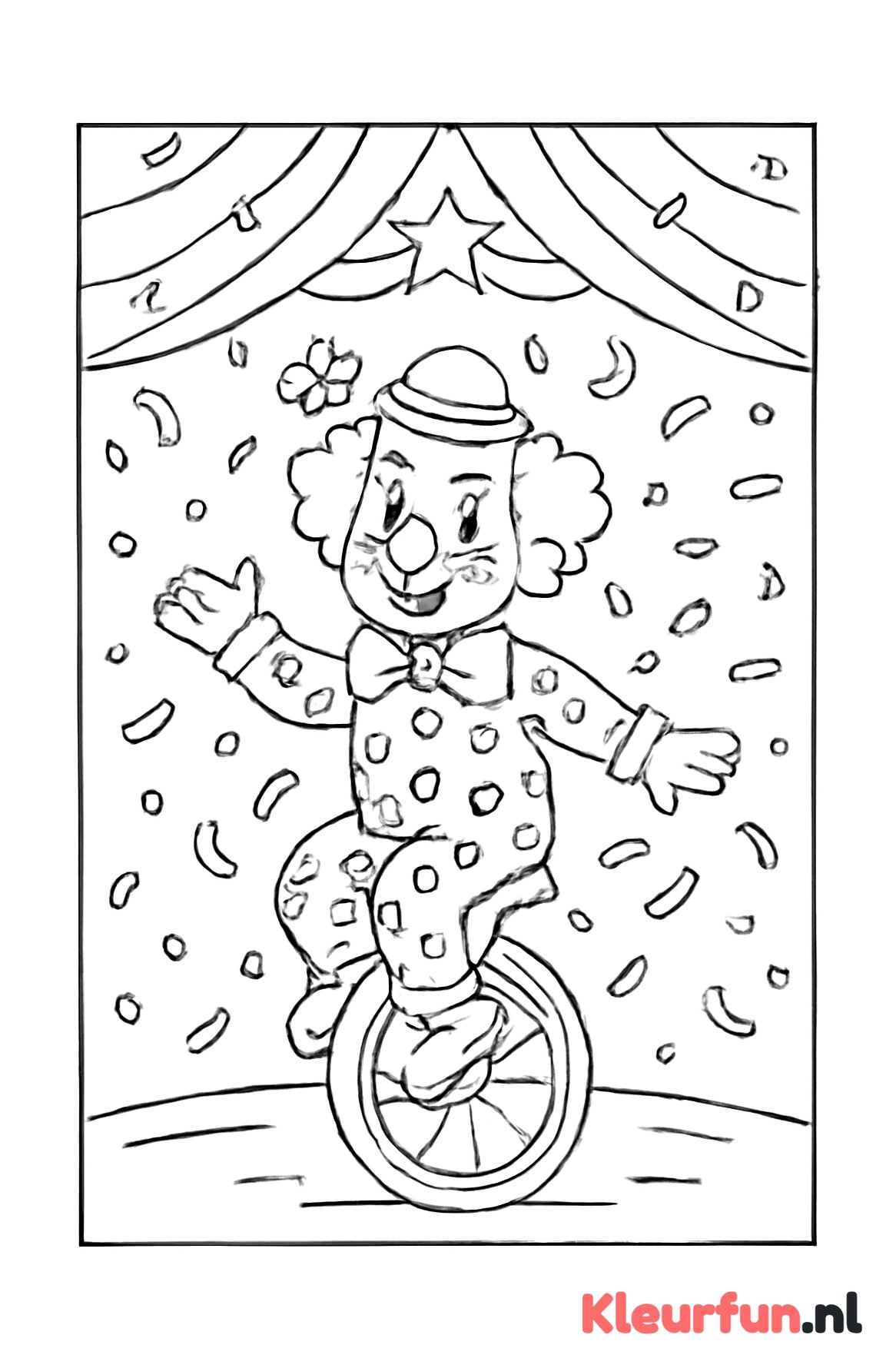 Clown op eenwieler in het circus