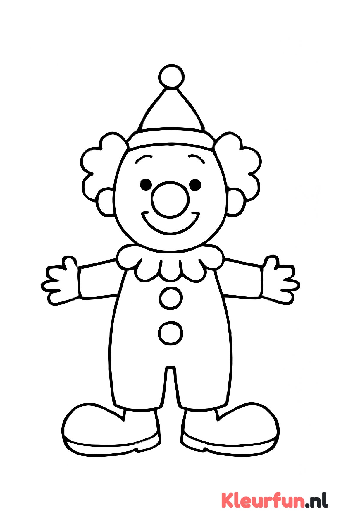Vrolijke clown met grote neus en muts