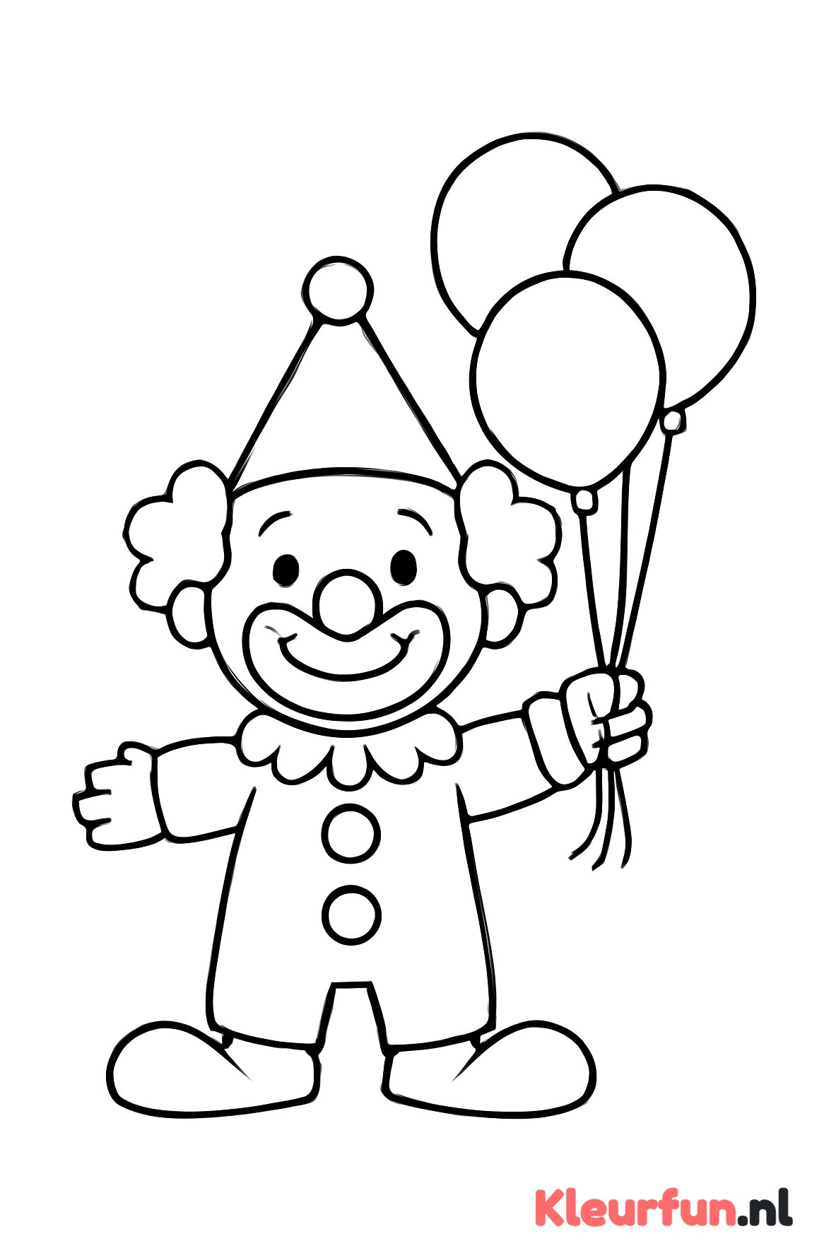 Lachende clown met ballonnen