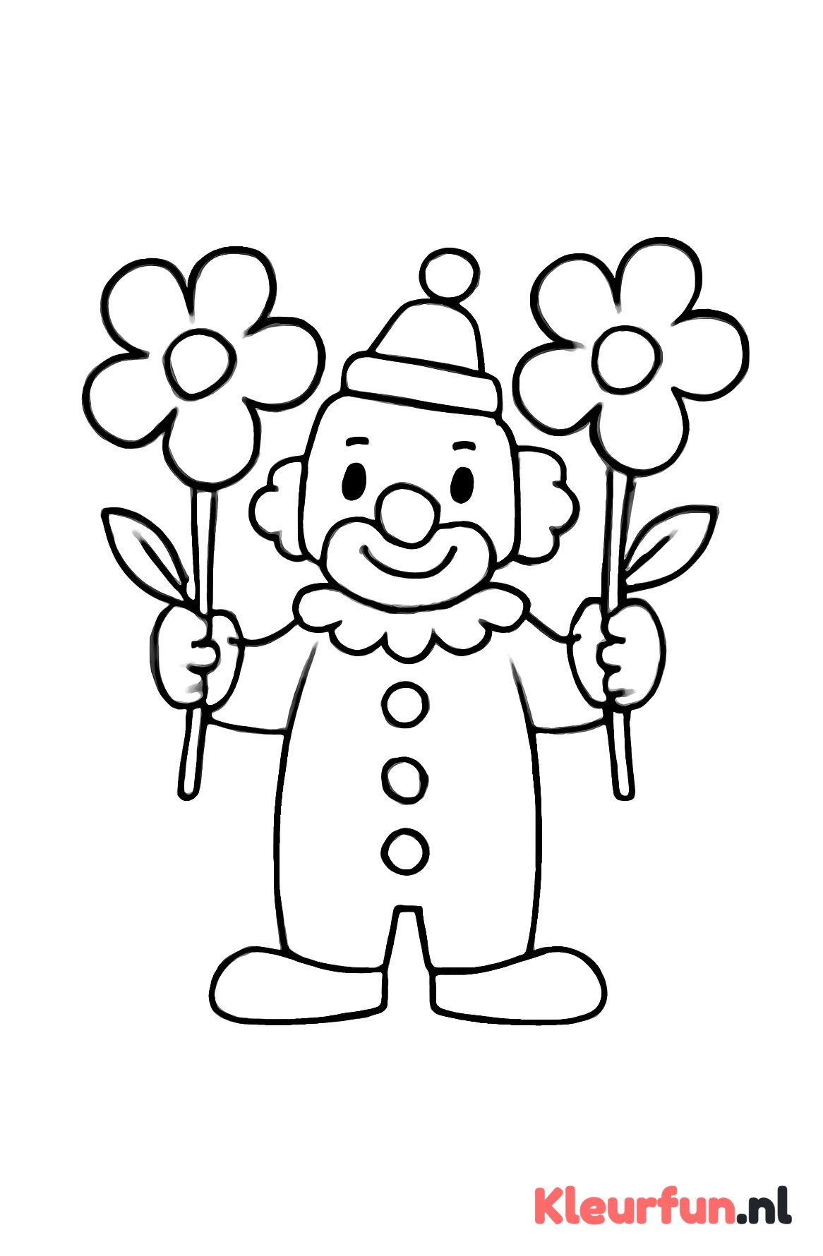 Clown met grote bloemen