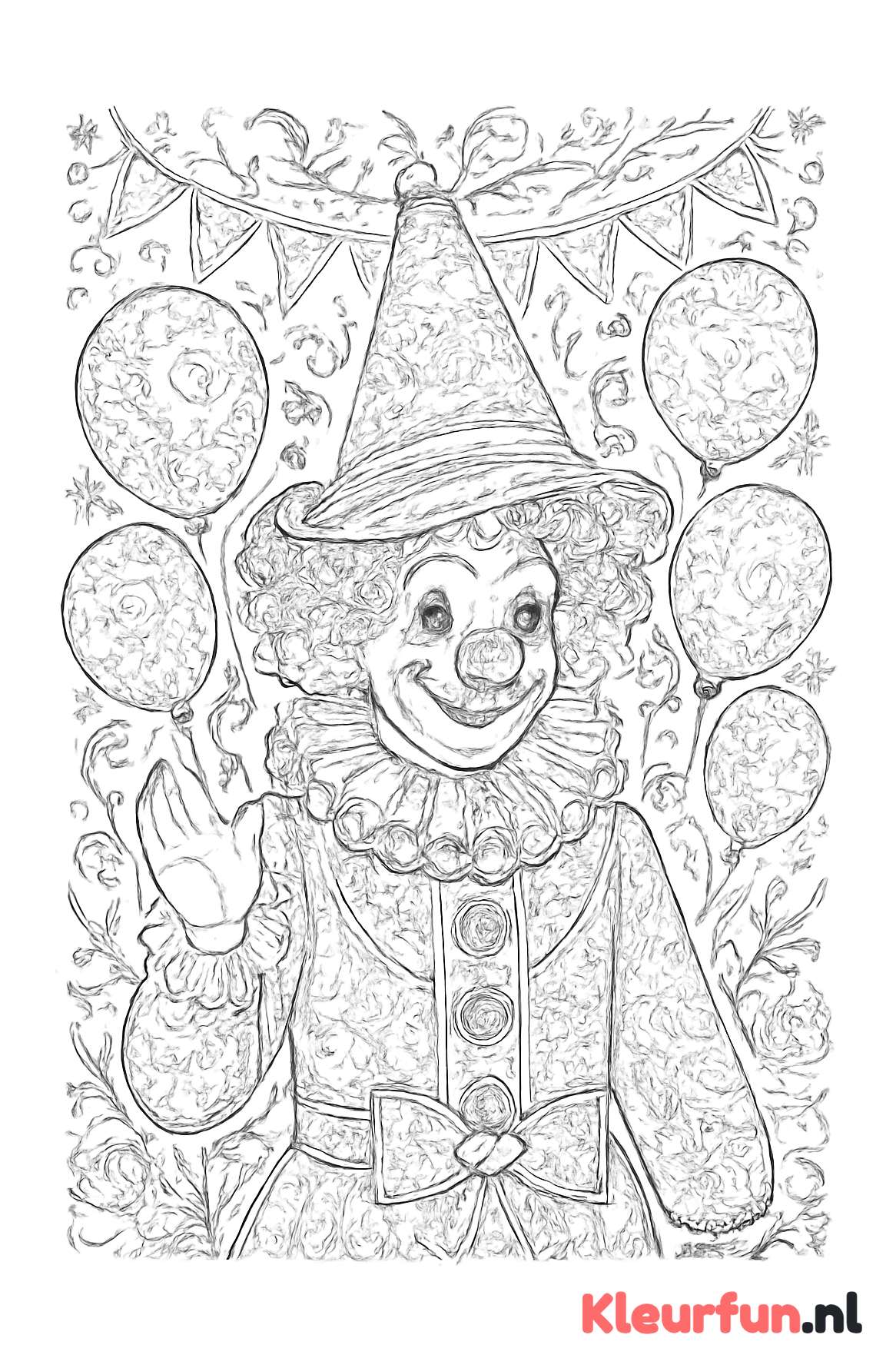Clown met hoed en versiering