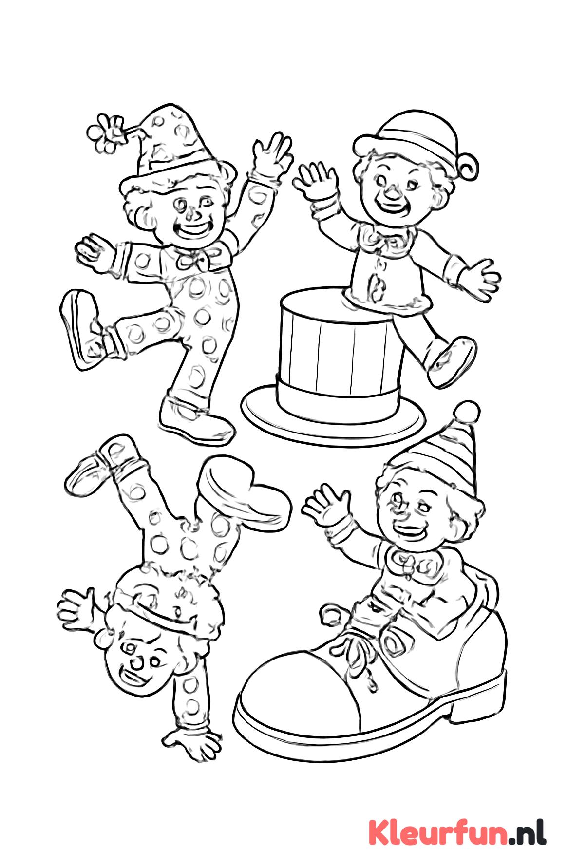 Clowns die grappige capriolen maken