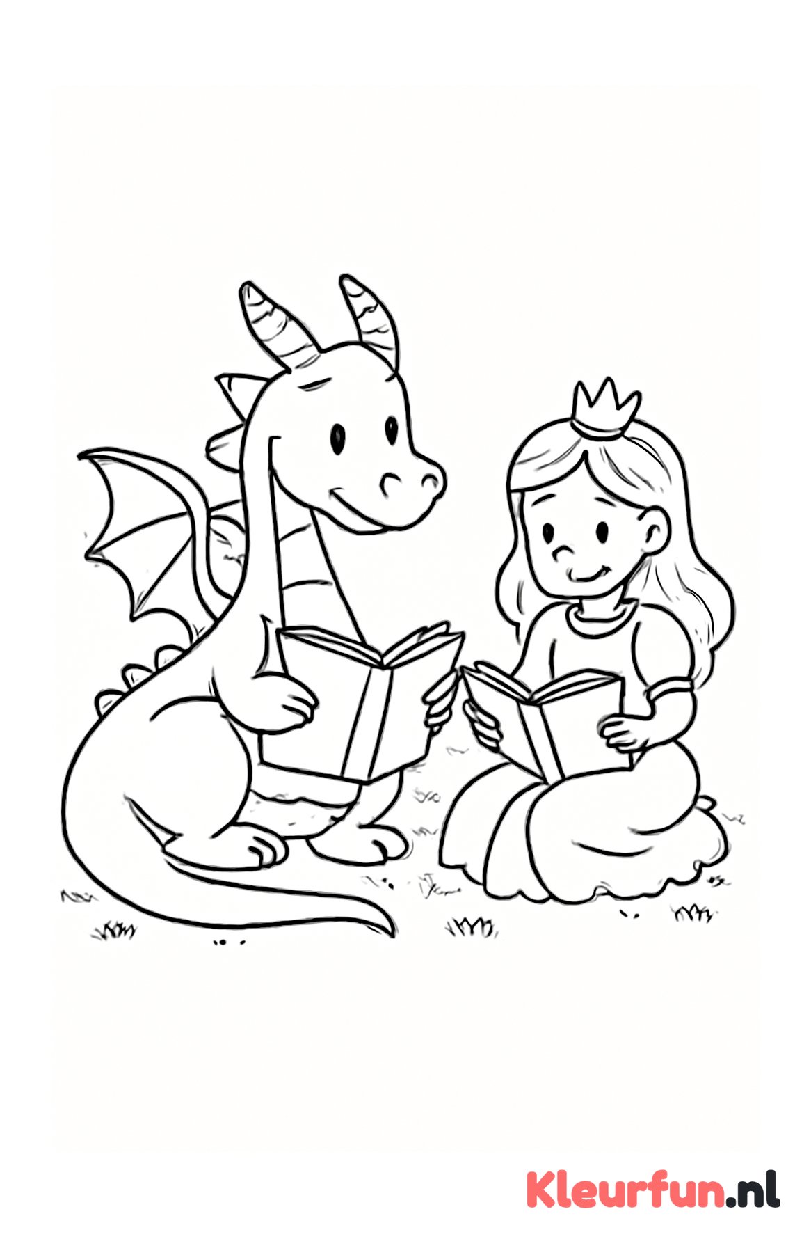 Draak en prinses lezen samen