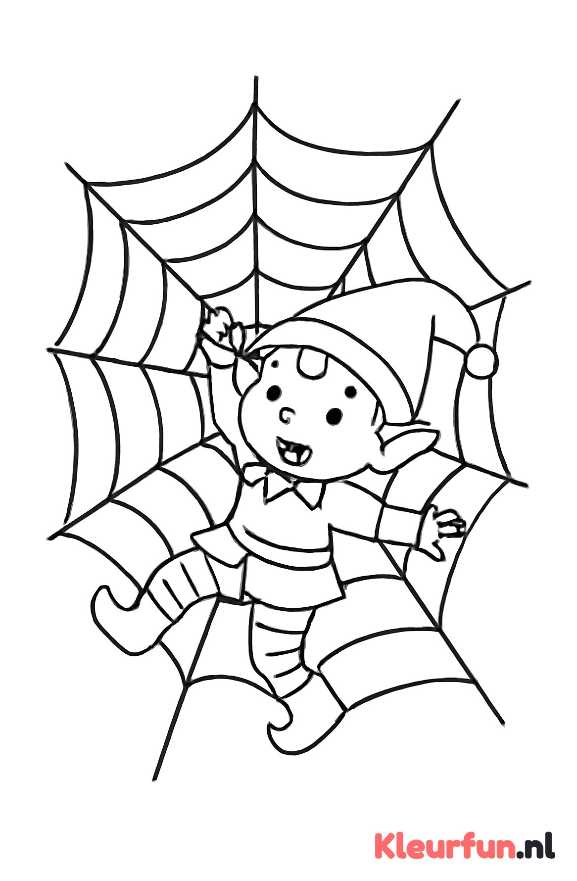 Elf speelt in spinnenweb