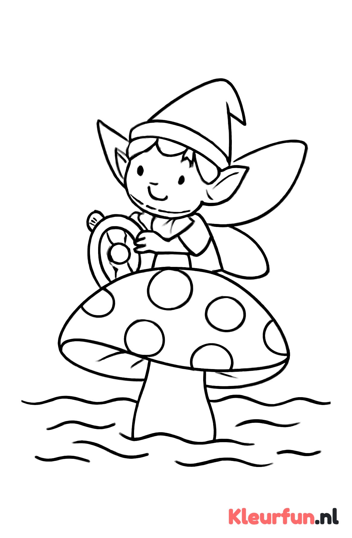 Elf op paddenstoelboot