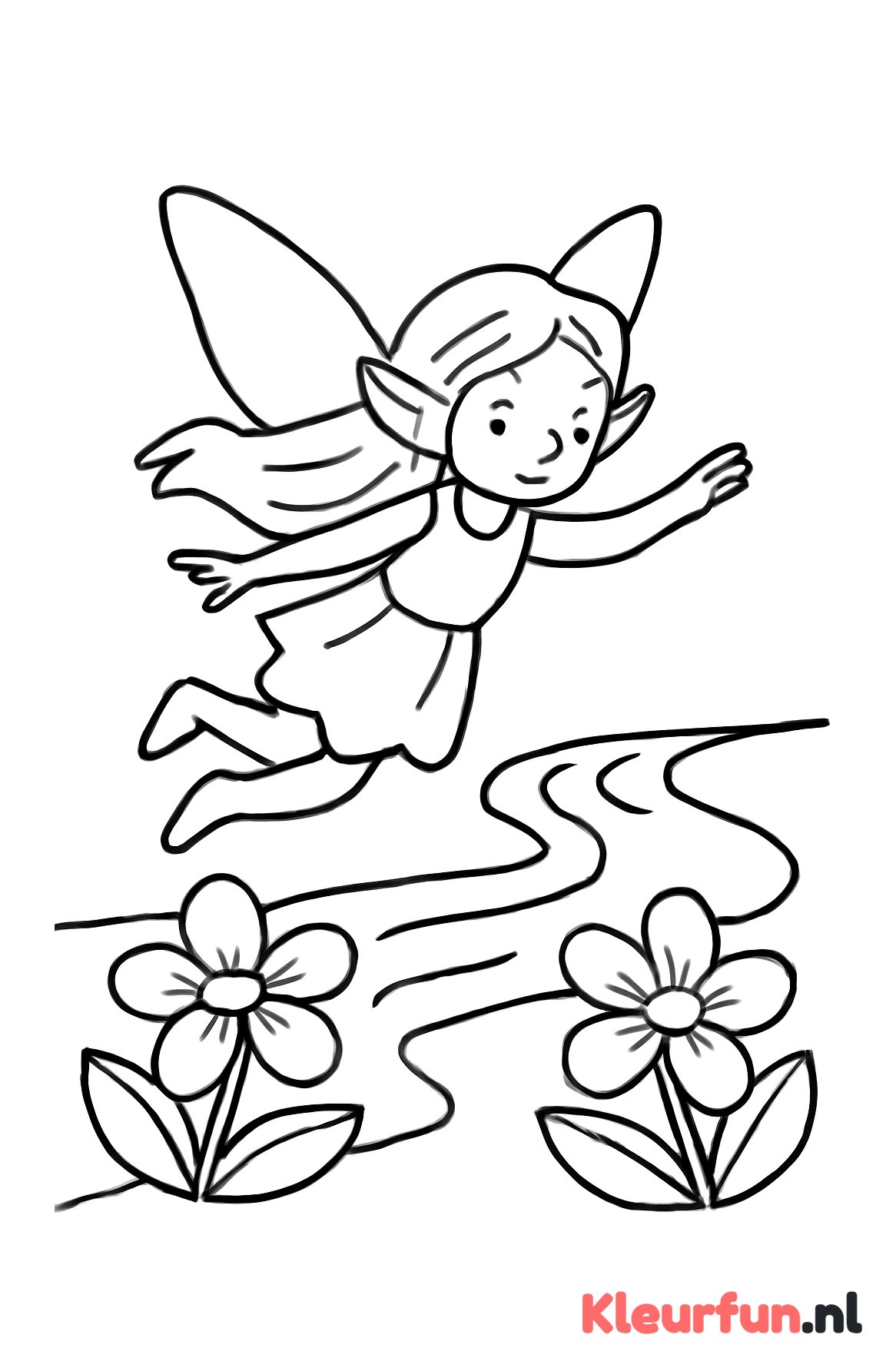 Elf vliegt over rivier
