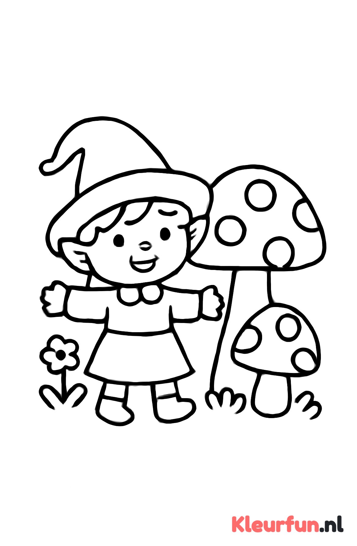 Elfje met paddenstoelen