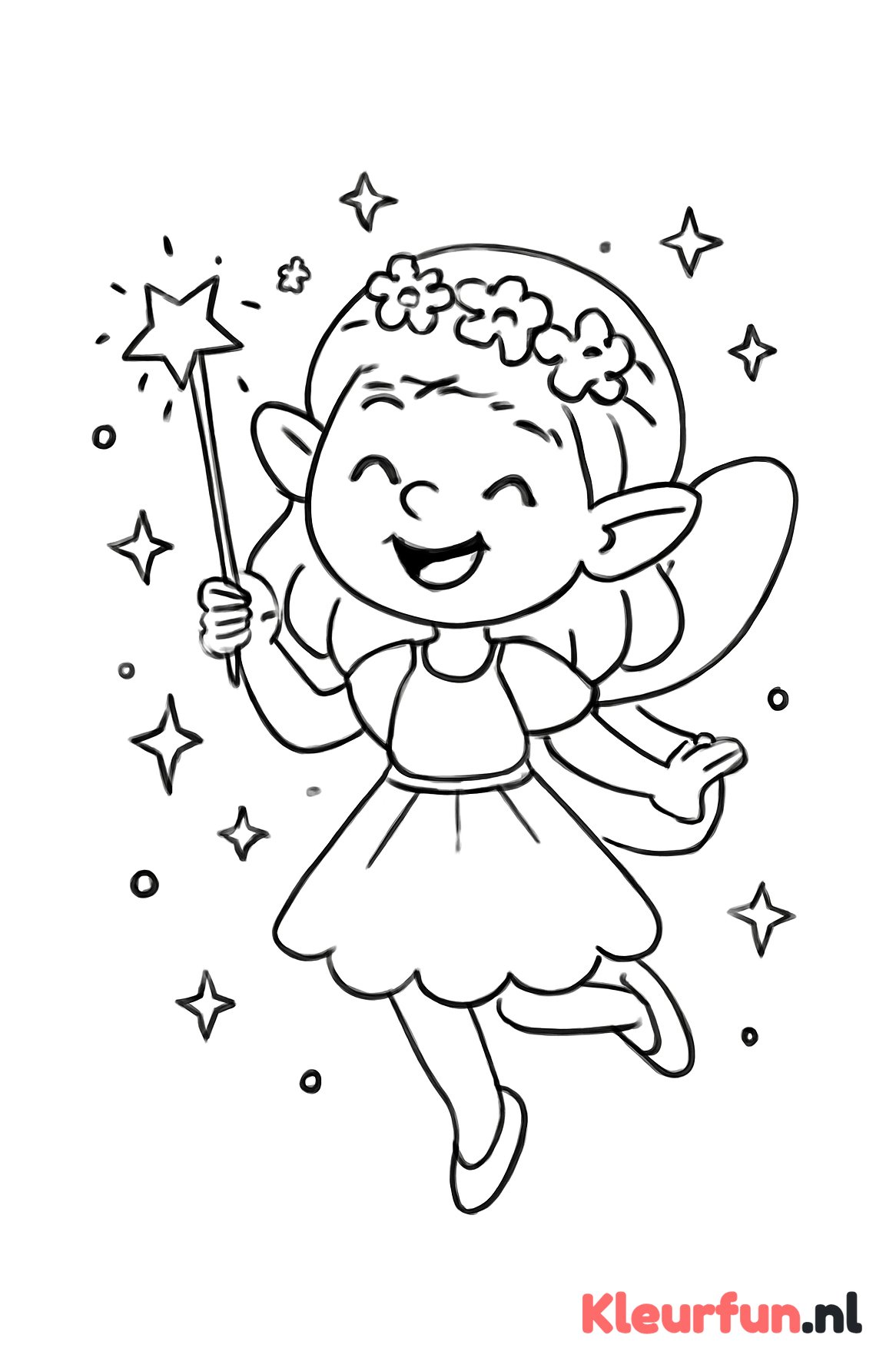 Elfje met toverstaf en lichtjes