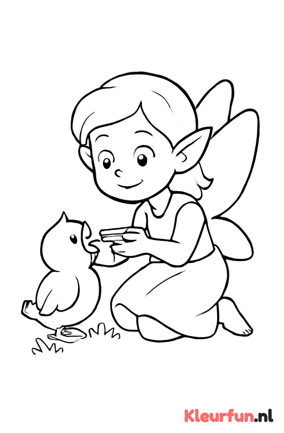 Elfje voedt vogel